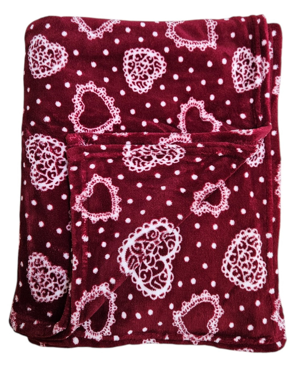 Kuscheldecke Herzen 150x200 cm Creme Grau Beige Rot Wohndecke