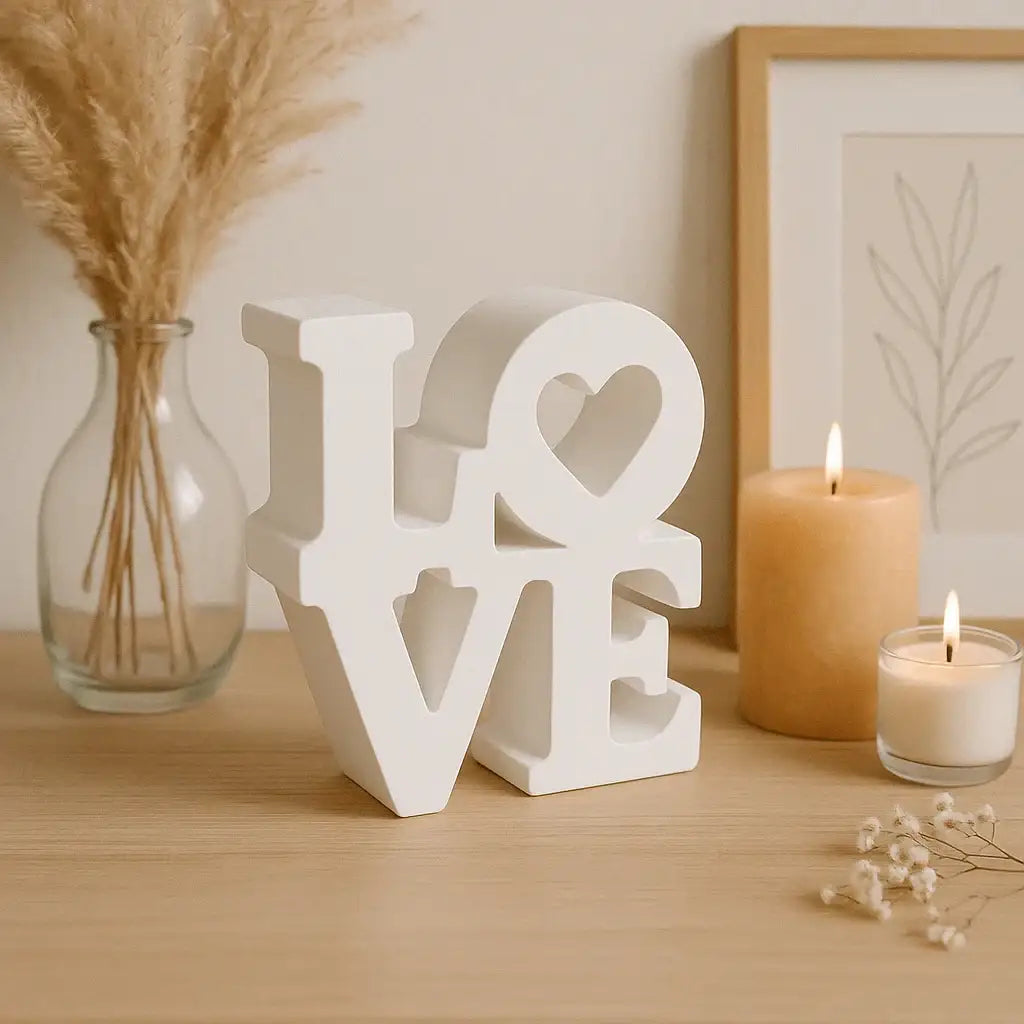 Handgefertigter LOVE Deko Schriftzug für emotionale Wohnakzente