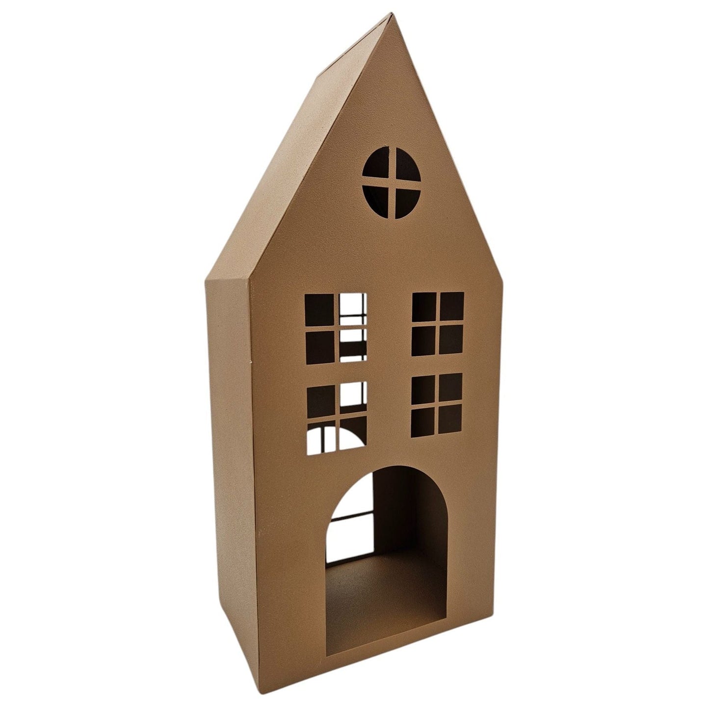 Rustikales Laternenhaus Windlicht aus Metall Rostoptik 40 cm