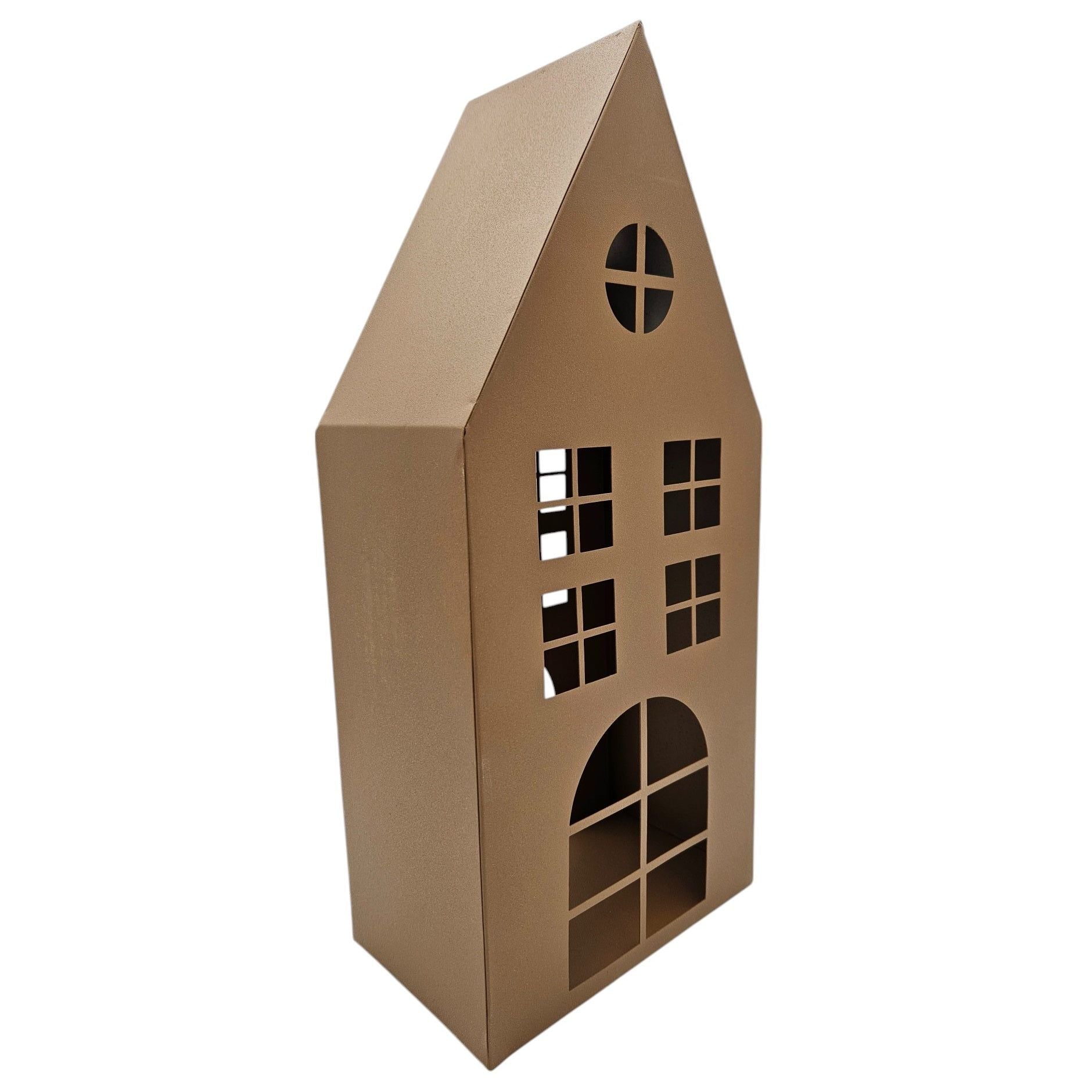 Rustikales Laternenhaus Windlicht aus Metall Rostoptik 40 cm