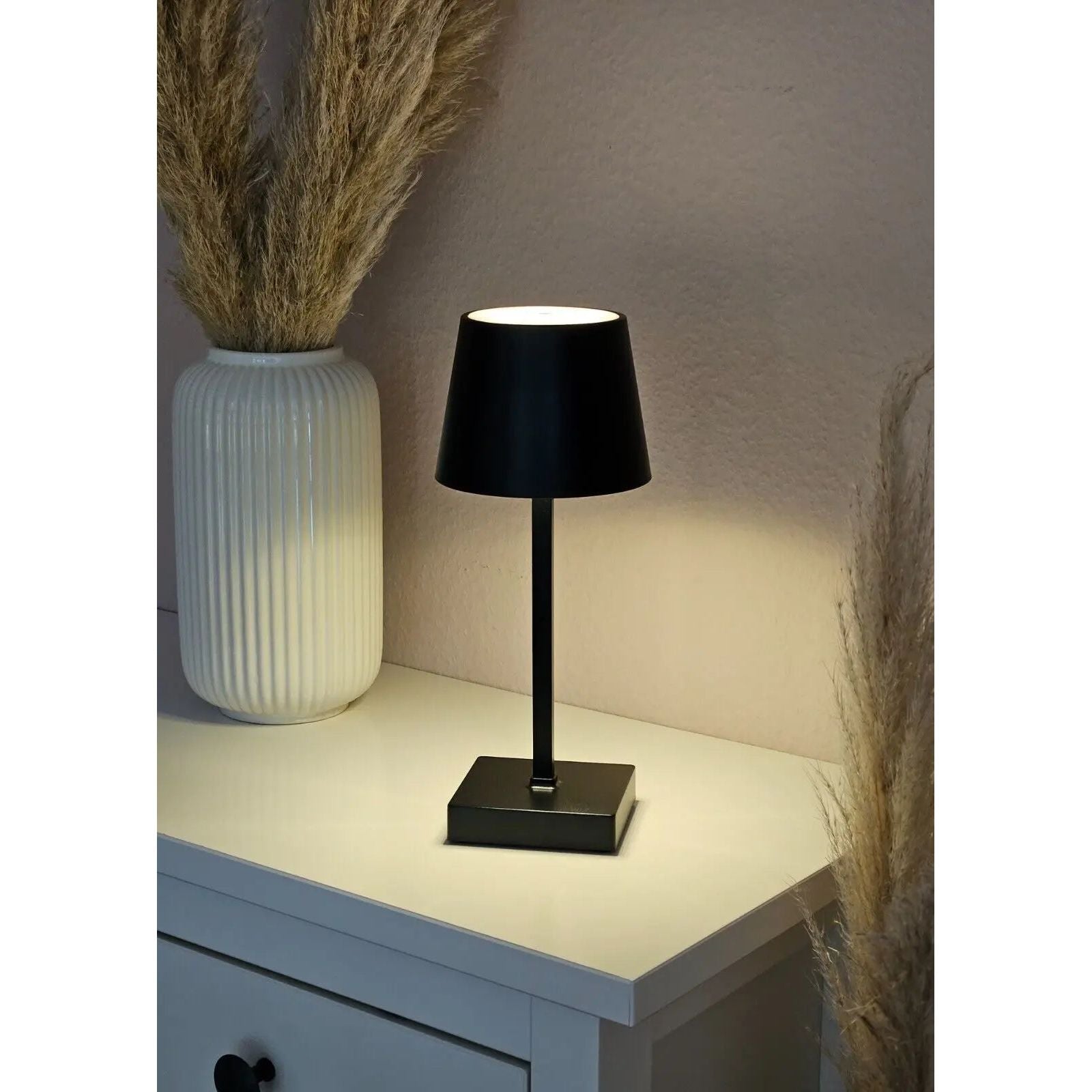 Tischleuchte Touch dimmbar LED Lampe schwarz kabellos Höhe 26 cm