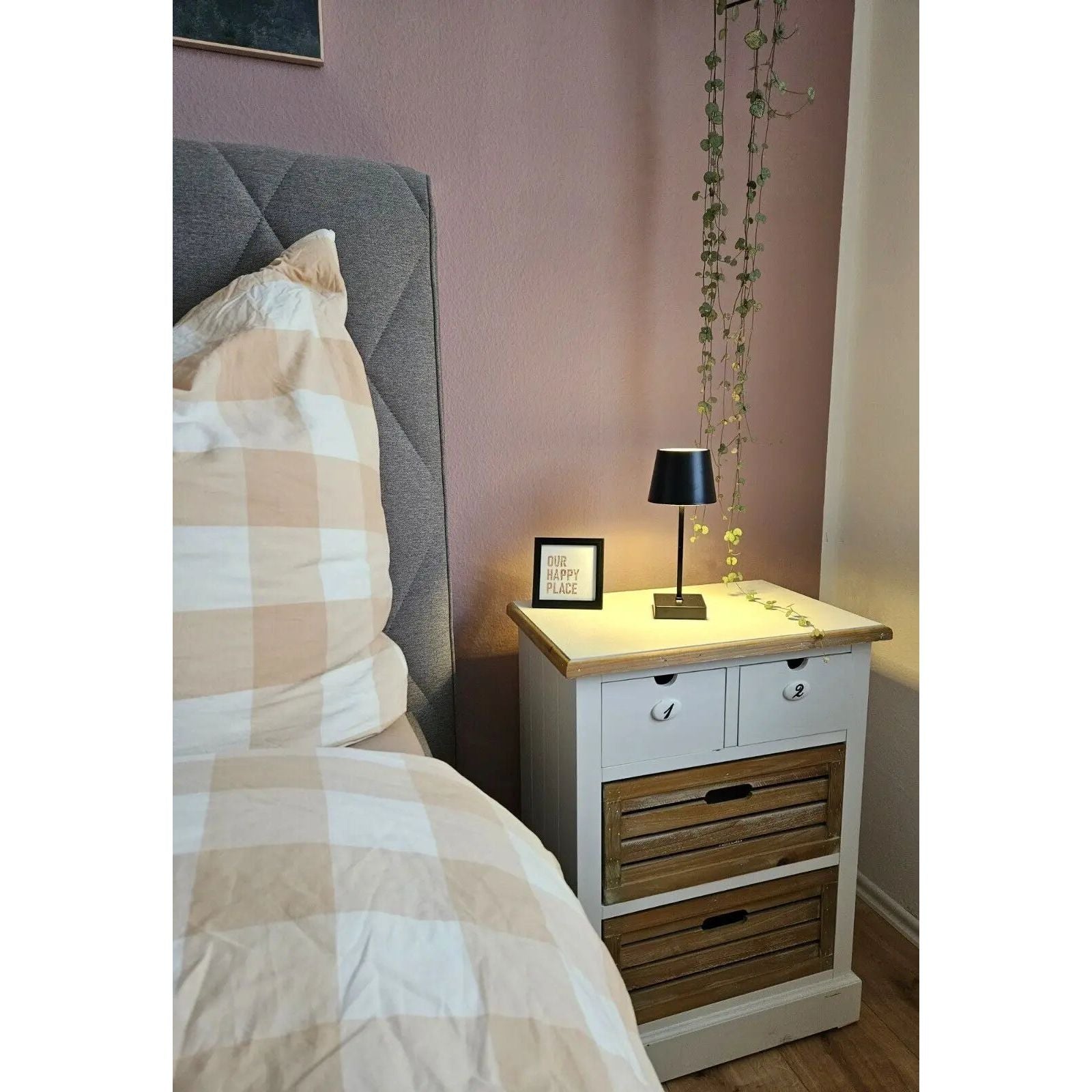 Tischleuchte Touch dimmbar LED Lampe schwarz kabellos Höhe 26 cm