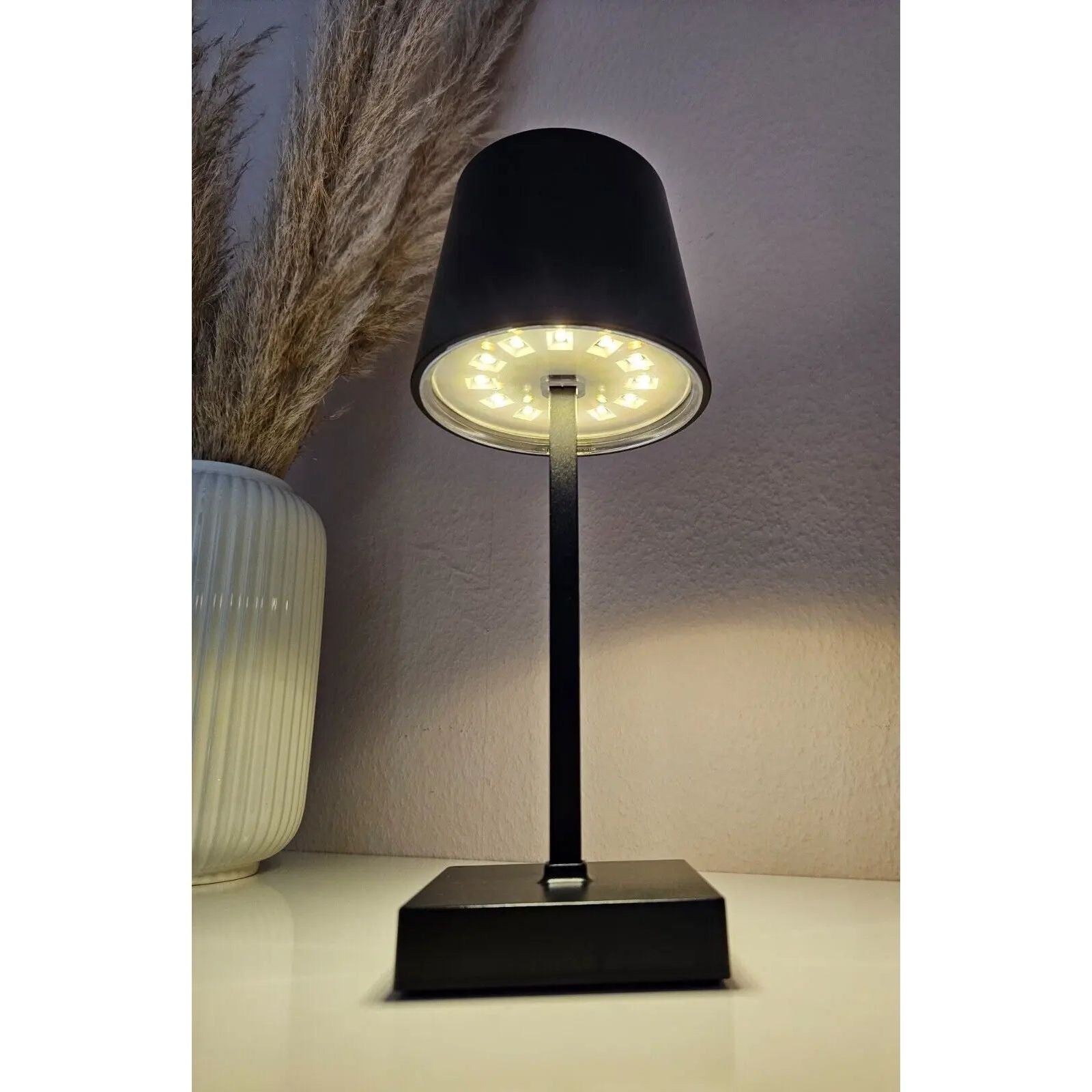Tischleuchte Touch dimmbar LED Lampe schwarz kabellos Höhe 26 cm