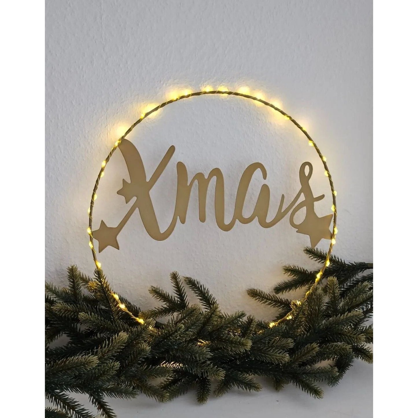 Lichterkranz Weihnachtsbeleuchtung LED warmweiß Weihnachtsdeko Ring Kranz Ø 30 cm B-WARE