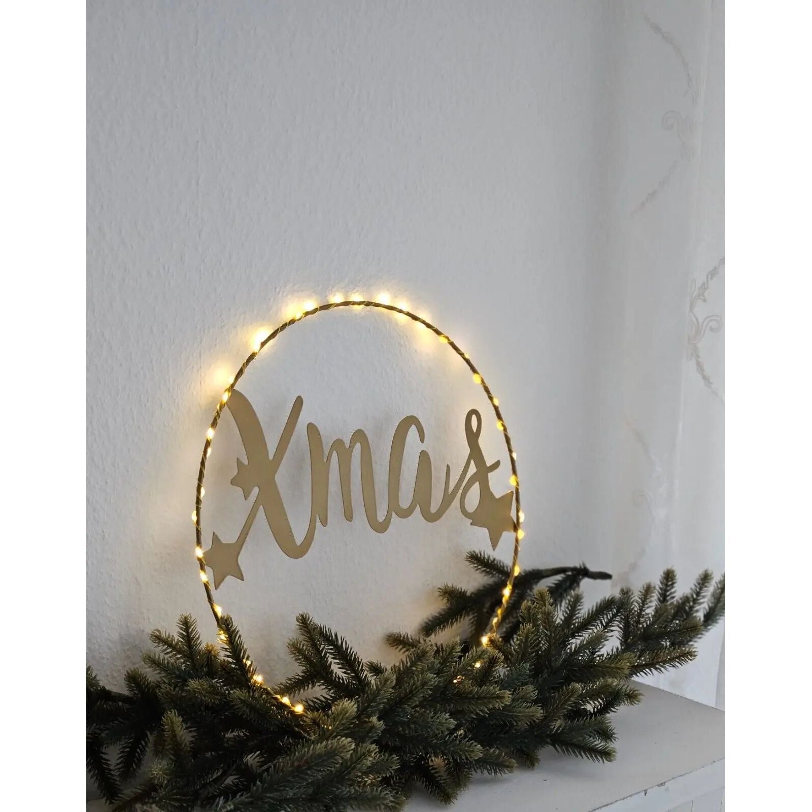 Lichterkranz Weihnachtsbeleuchtung LED warmweiß Weihnachtsdeko Ring Kranz Ø 30 cm B-WARE