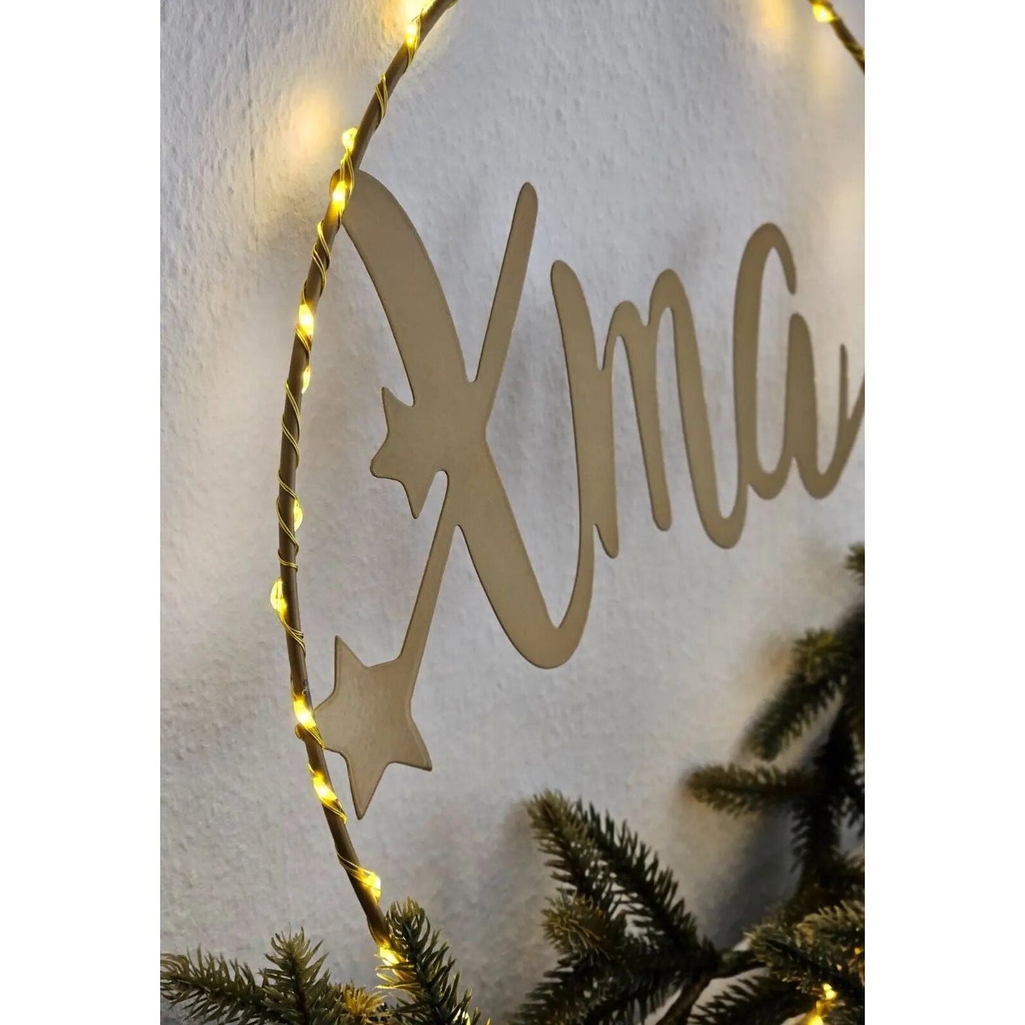 Lichterkranz Weihnachtsbeleuchtung LED warmweiß Weihnachtsdeko Ring Kranz Ø 30 cm B-WARE