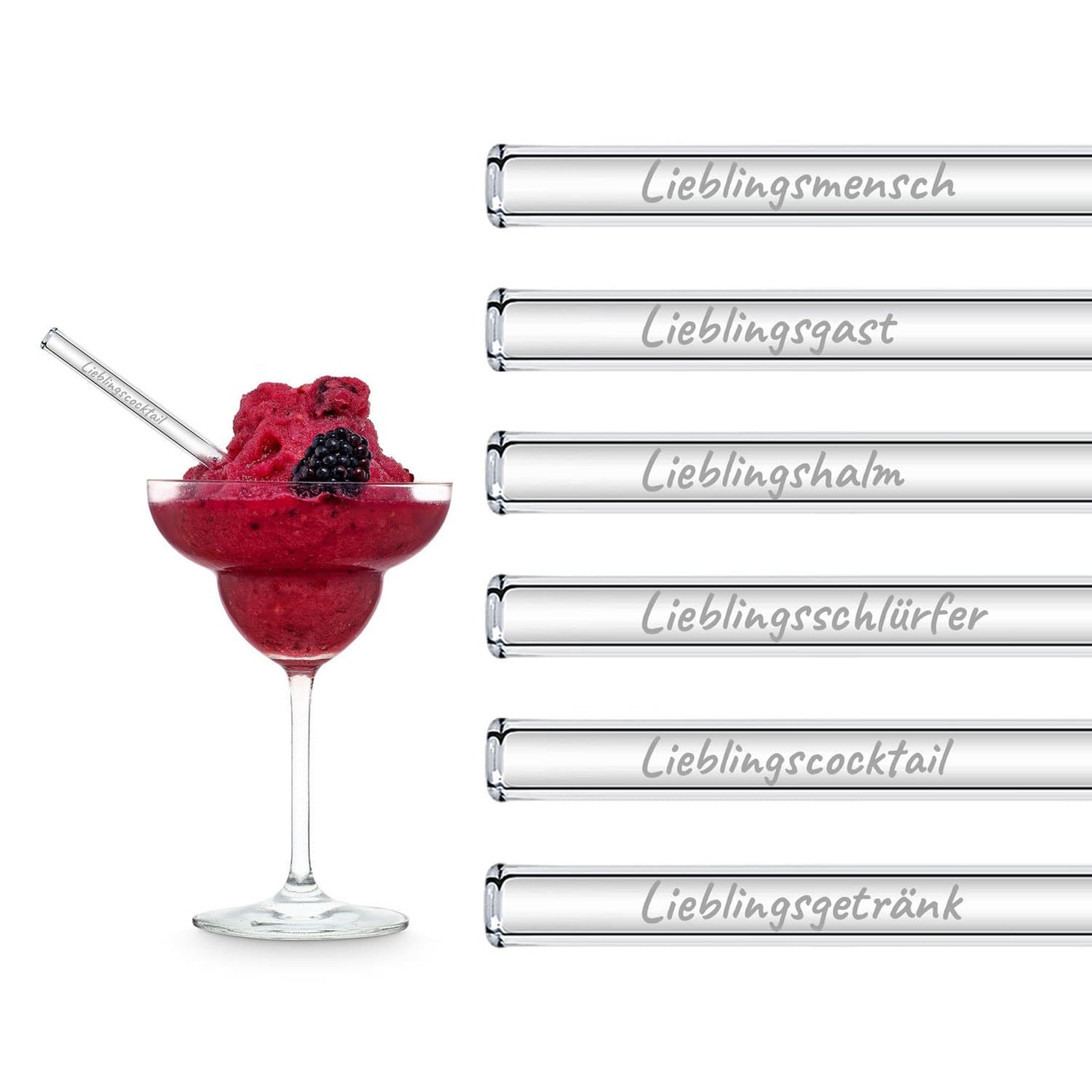 Lieblingsmensch Edition 6 gravierte Glasstrohhalme für deinen Lieblingsmenschen