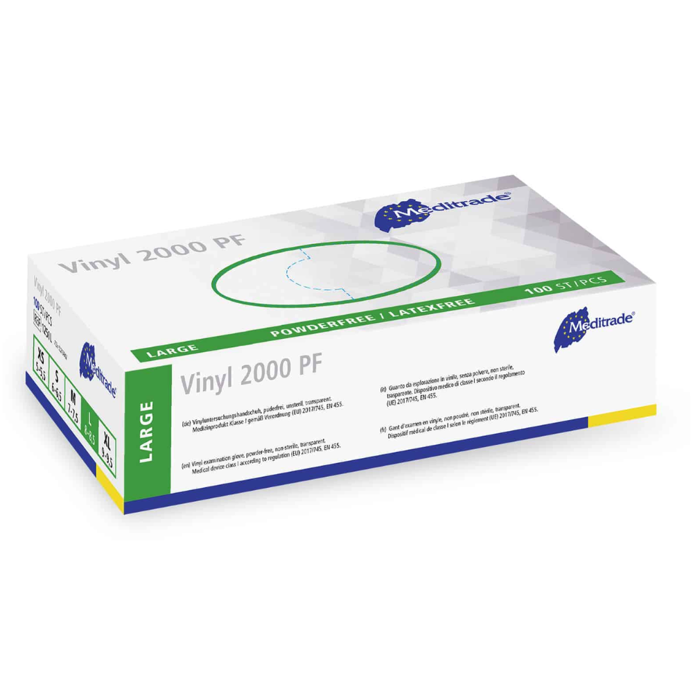 Hygienische Vinyl Einmalhandschuhe, latexfrei, 100er Box
