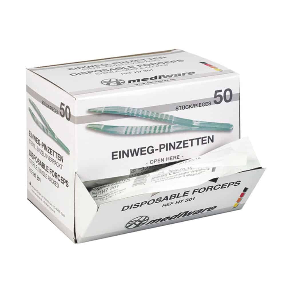 Mediware sterile Einmalpinzetten 50 Stück Packung für präzise Anwendungen