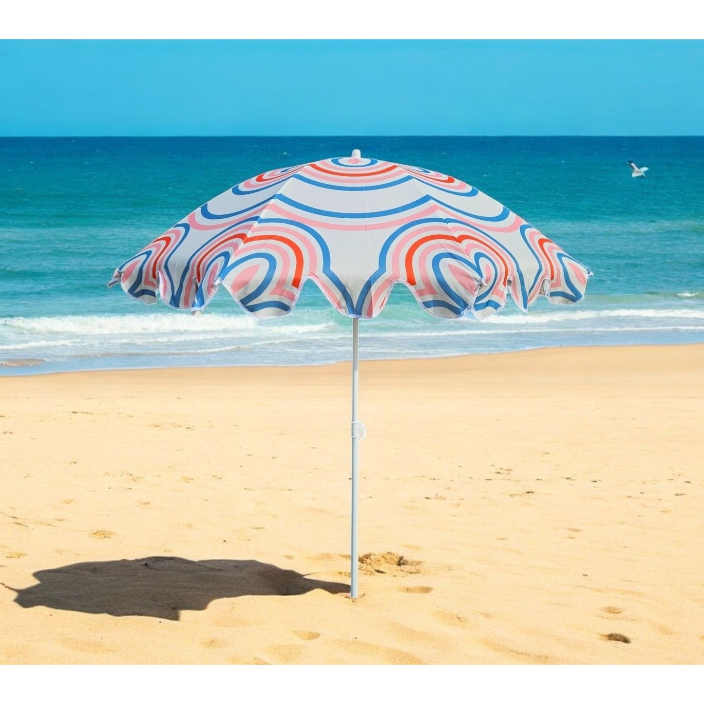 Sonnenschirm Strandschirm UV 30+ Balkonschirm grün blau Kreise Streifen