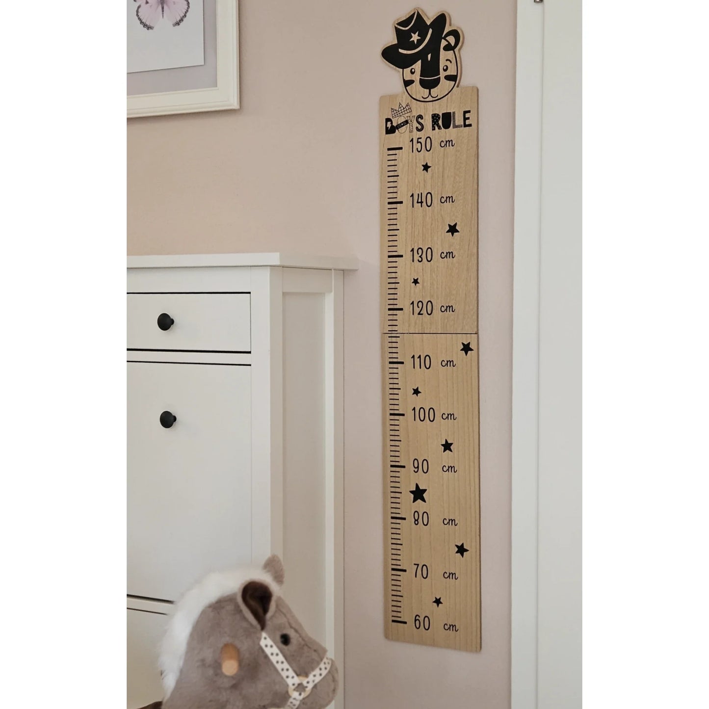 Messlatte Kinder Holz 60-150 cm Größenmesser Jungen und Mädchen Pandabär Tiger Zebra