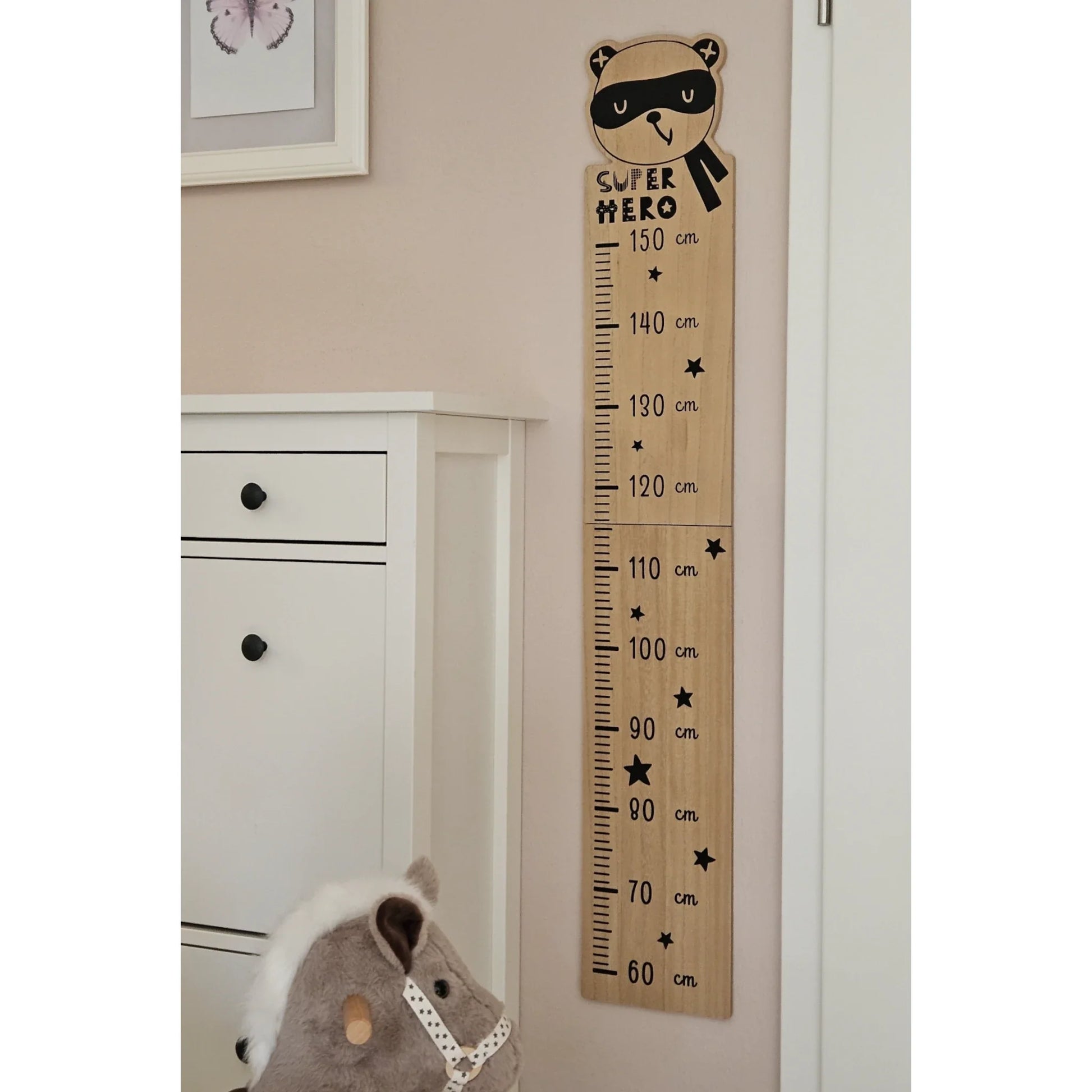 Messlatte Kinder Holz 60-150 cm Größenmesser Jungen und Mädchen Pandabär Tiger Zebra
