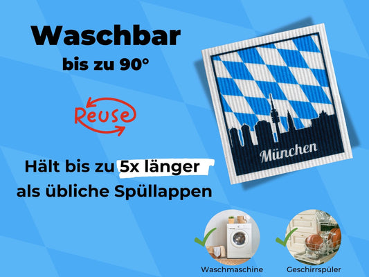 Nachhaltiges Spültuch Set mit München Motiv 5 Stück