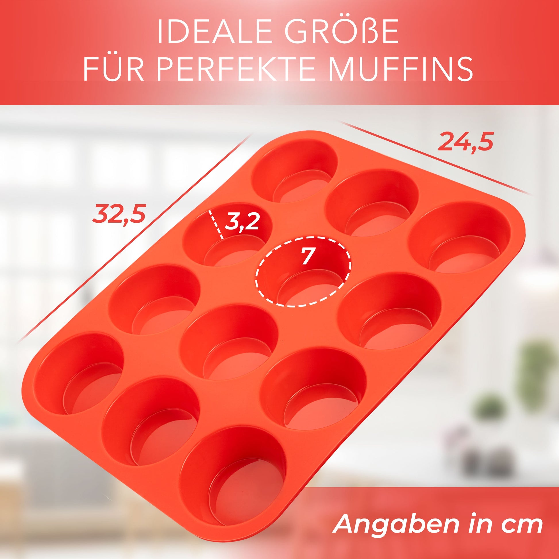 Muffinblech aus Silikon für 12 Muffins - Rot