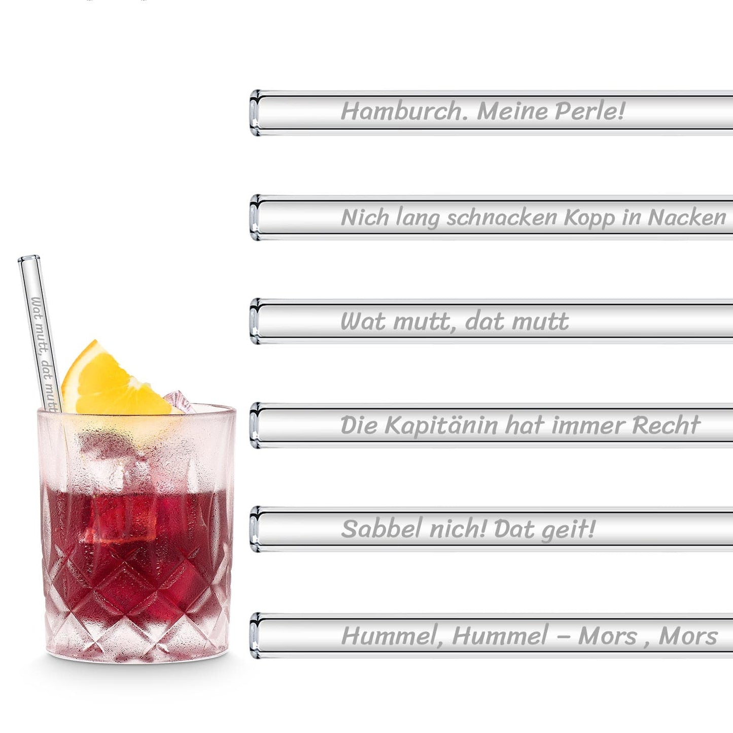 Hamburg Sprüche Glasstrohhalme Edition 6 gravierte lustige Norddeutsch Witze