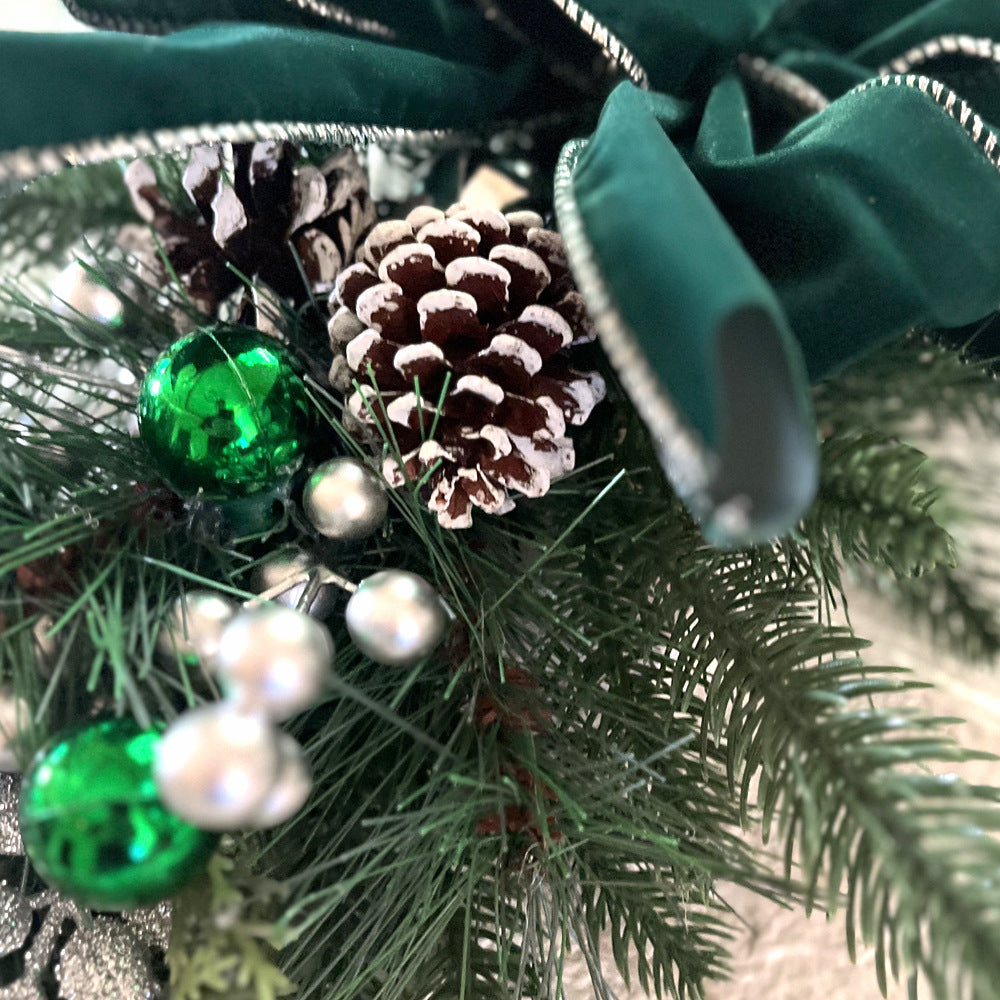 Beflockter PVC Weihnachtskranz für Tür und Baum Deko