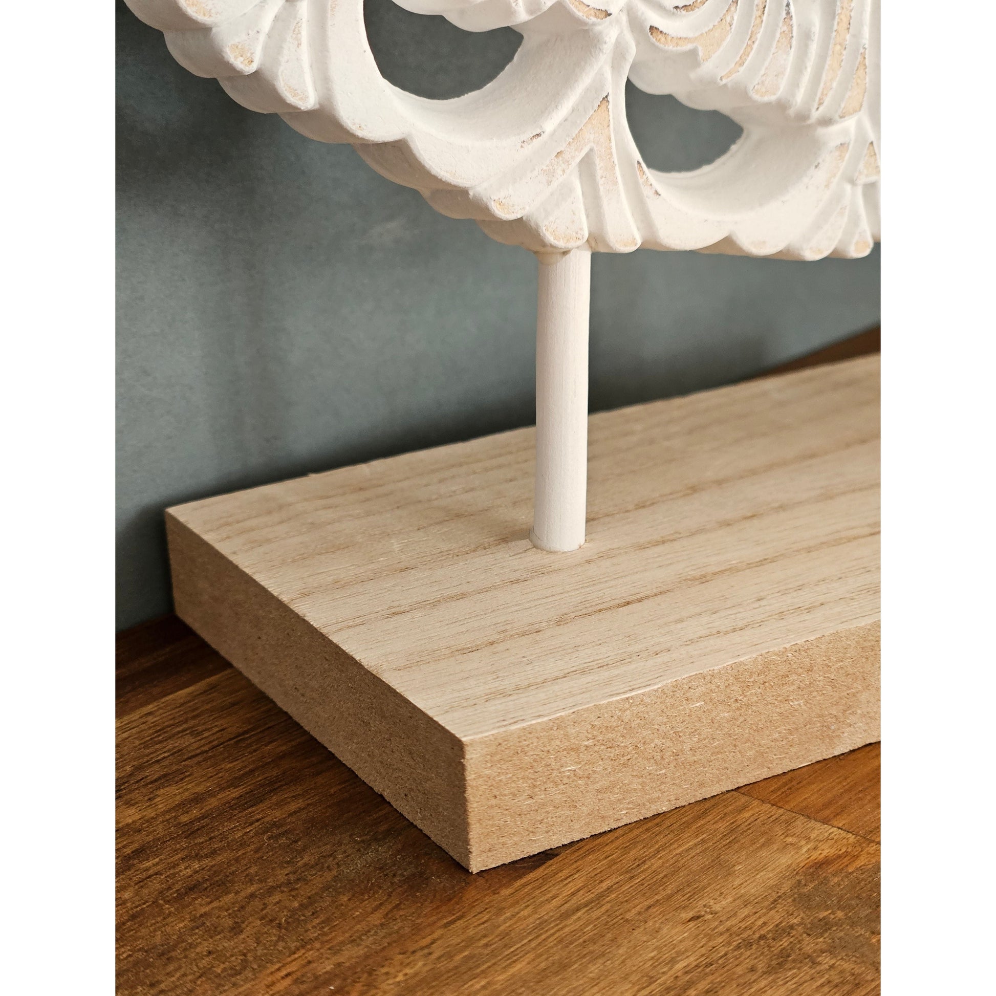 Ornament mit Sockel Aufsteller Holzbild Schabby Vintage Blumenmuster Rund Ø 23cm