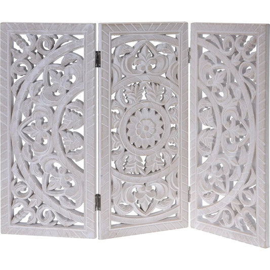 Holzornament weiß 60x45 cm shabby Landhaus Mandala Holz Holzbild eckig Ornament