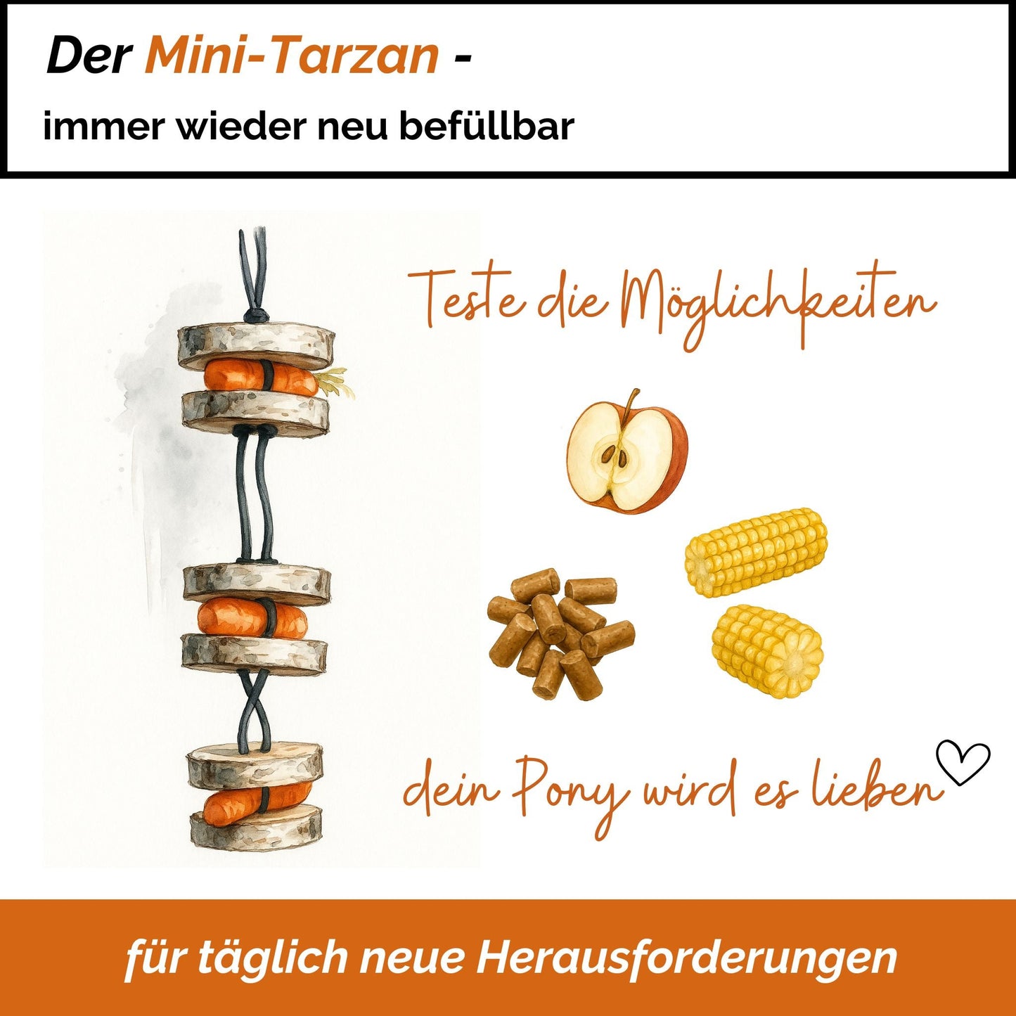 Pferdespielzeug Mini-Tarzan - Spielzeug für Pferde und Ponys gegen Langeweile - Pferdebeschäftigung