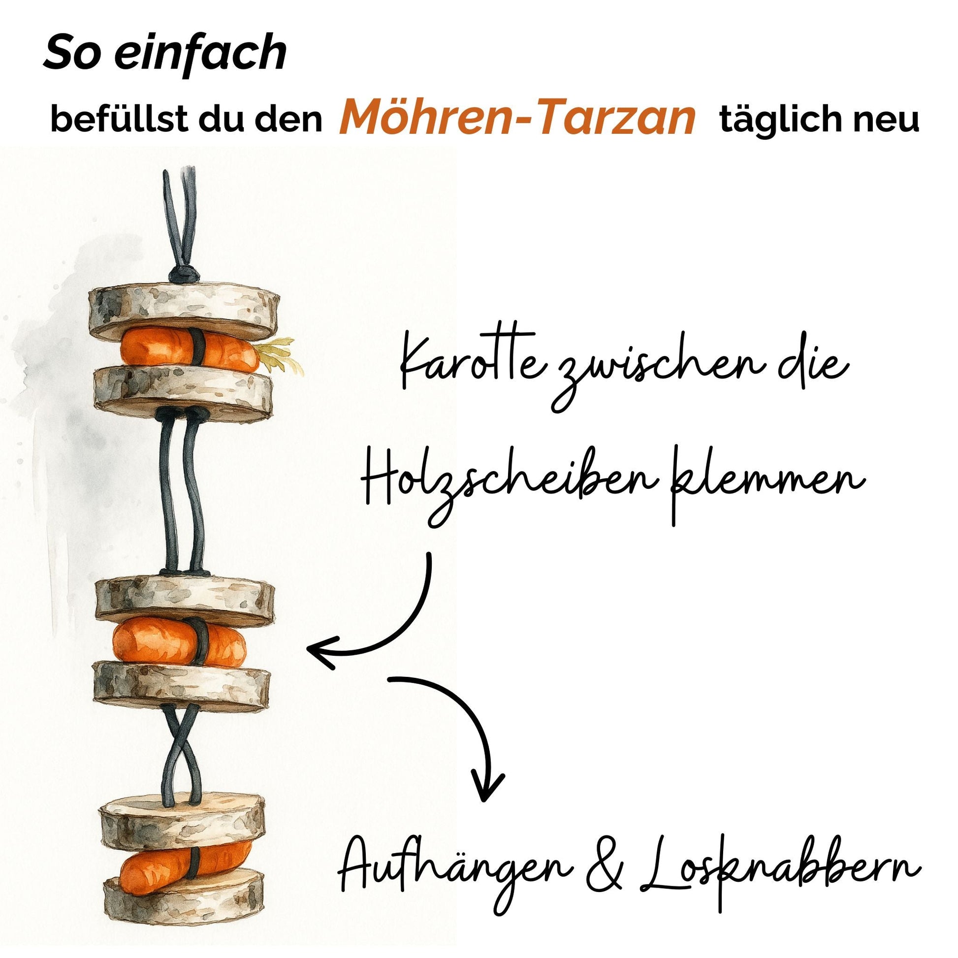 Pferdespielzeug Möhren-Tarzan – Spielzeug für Pferde gegen Langeweile – Pferdebeschäftigung