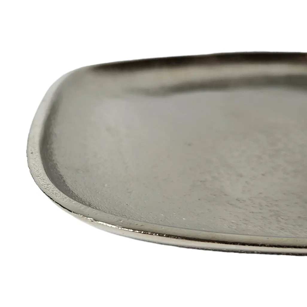 Dekoschale aus massivem Metall in Silber 25 x 22 cm