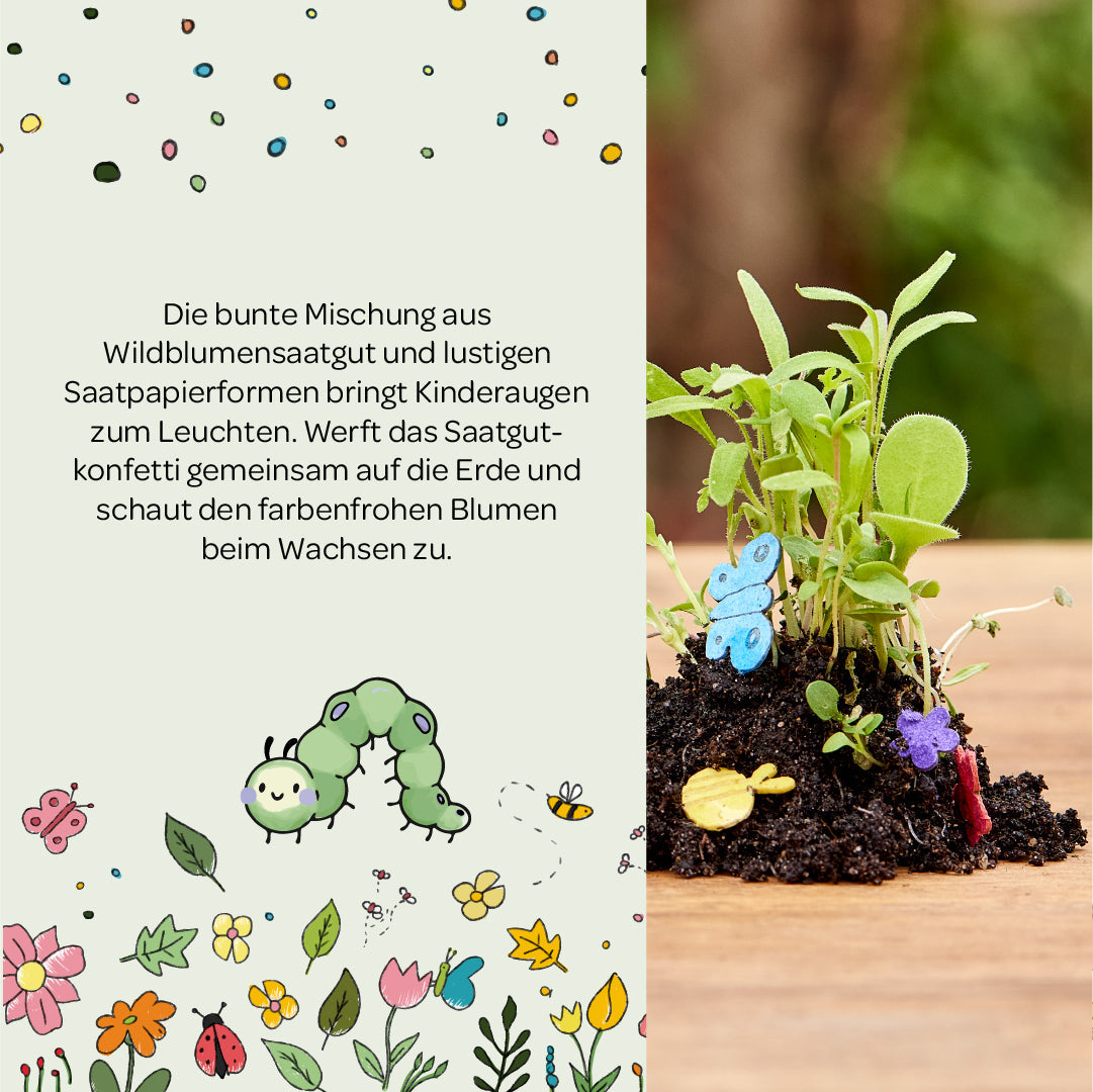 10 bunte Saatkonfetti Tütchen als nachhaltiges Mitgebsel für Kinder-Die Stadtgärtner