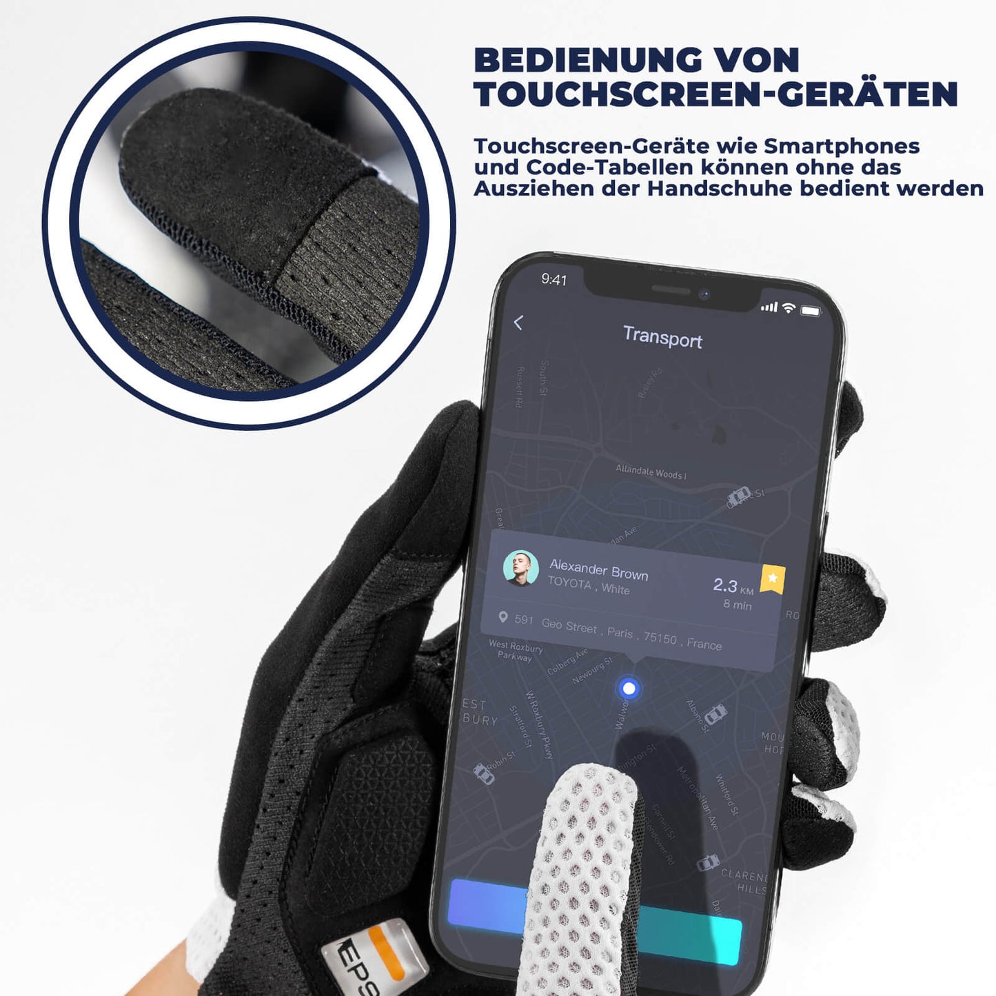 ROAD TO SKY Touchscreen Fahrradhandschuhe SBR Polsterung atmungsaktiv