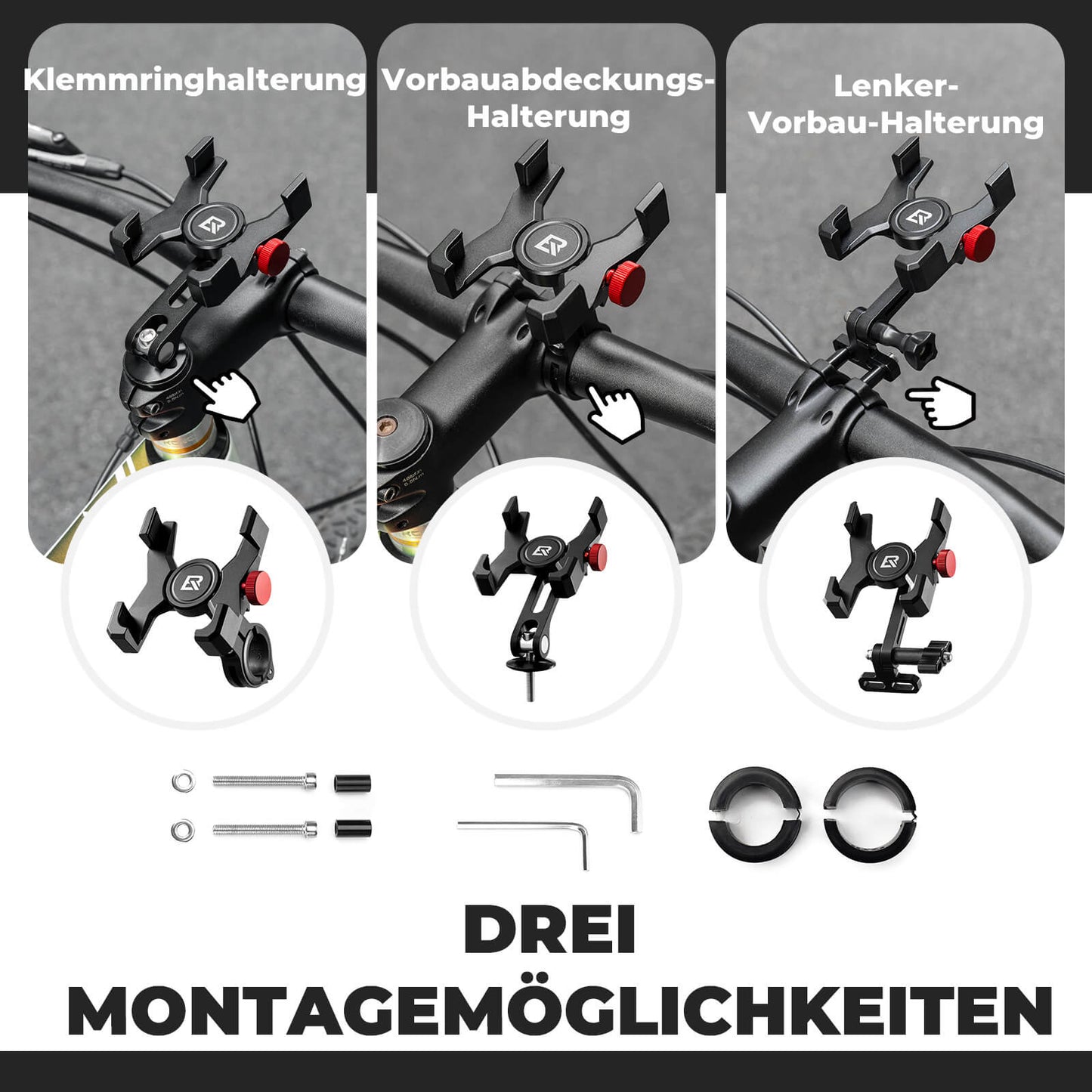 Fahrrad Handyhalterung 180° Drehbar für Handy 4.7~7.09"