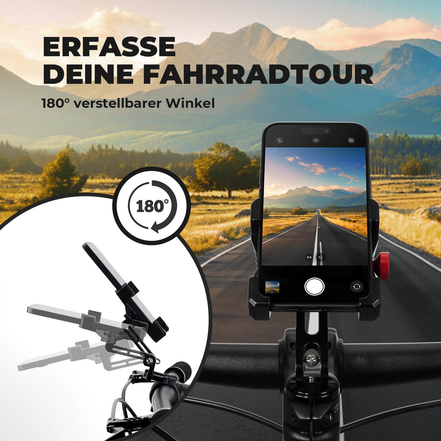 Fahrrad Handyhalterung 180° Drehbar für Handy 4.7~7.09"