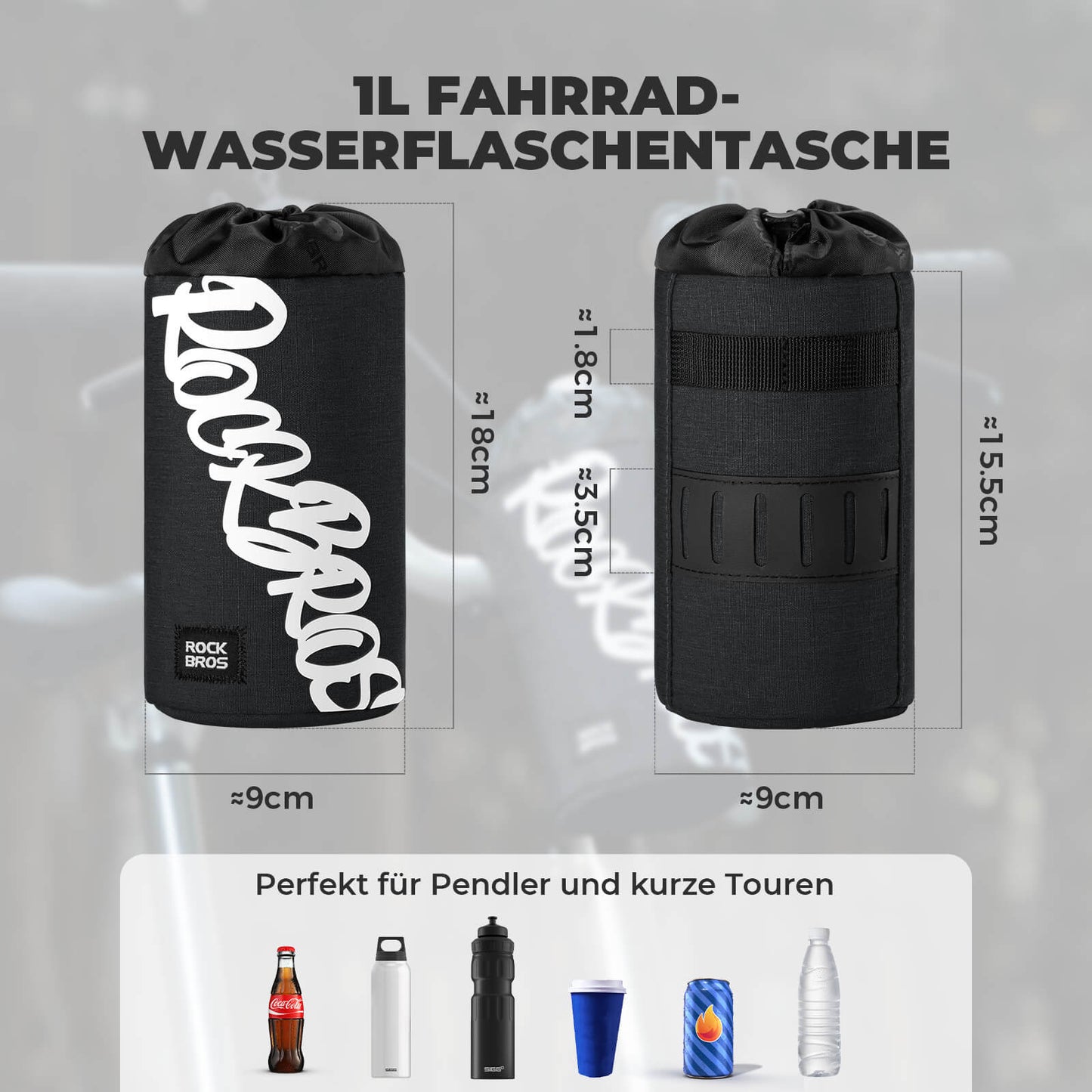Fahrrad Lenkertasche Mini 1L für Trinkflaschen Ø9 cm