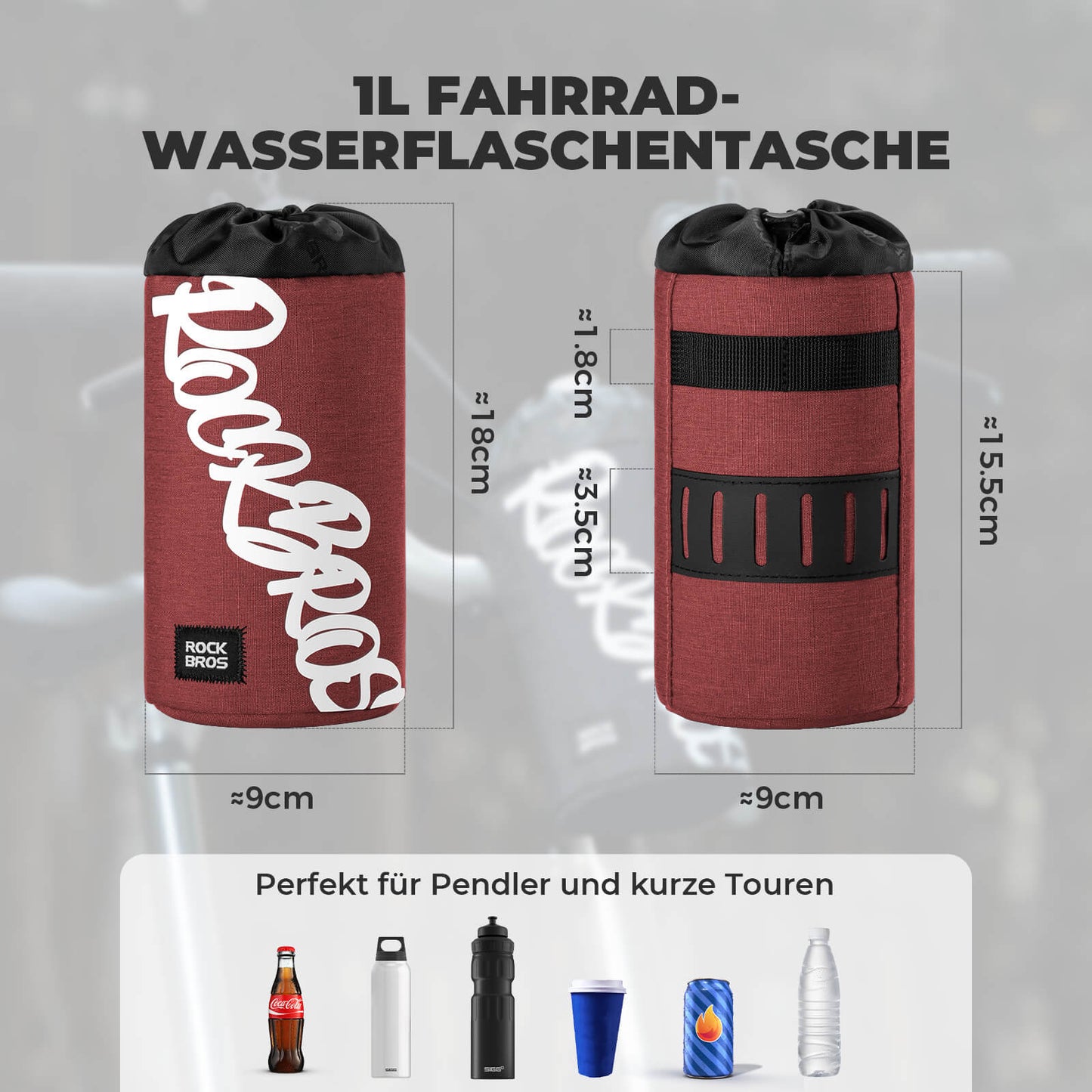 Fahrrad Lenkertasche Mini 1L für Trinkflaschen Ø9 cm