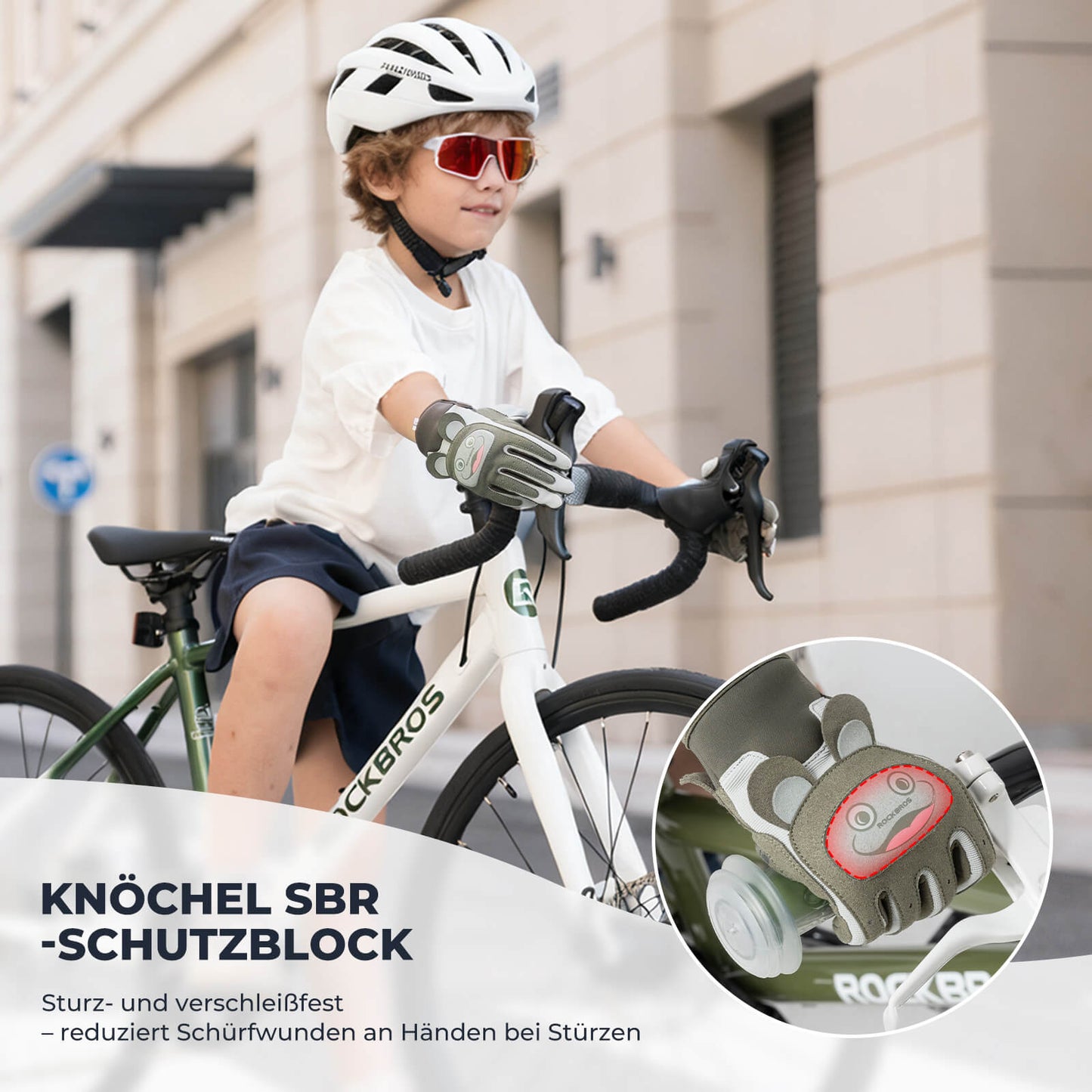ROCKBROS Kinder Fahrradhandschuhe Atmungsaktiv & Rutschfest Mit SBR-Schutz