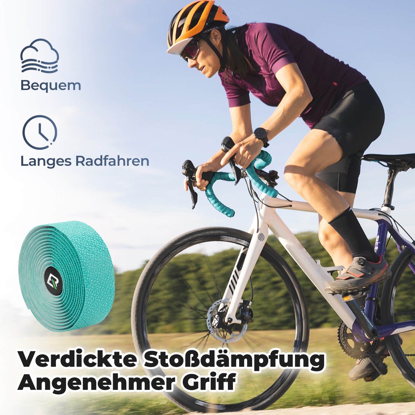 Fahrrad Lenkerband Griffband Lang 220cm für MTB Rennrad Vier Farben