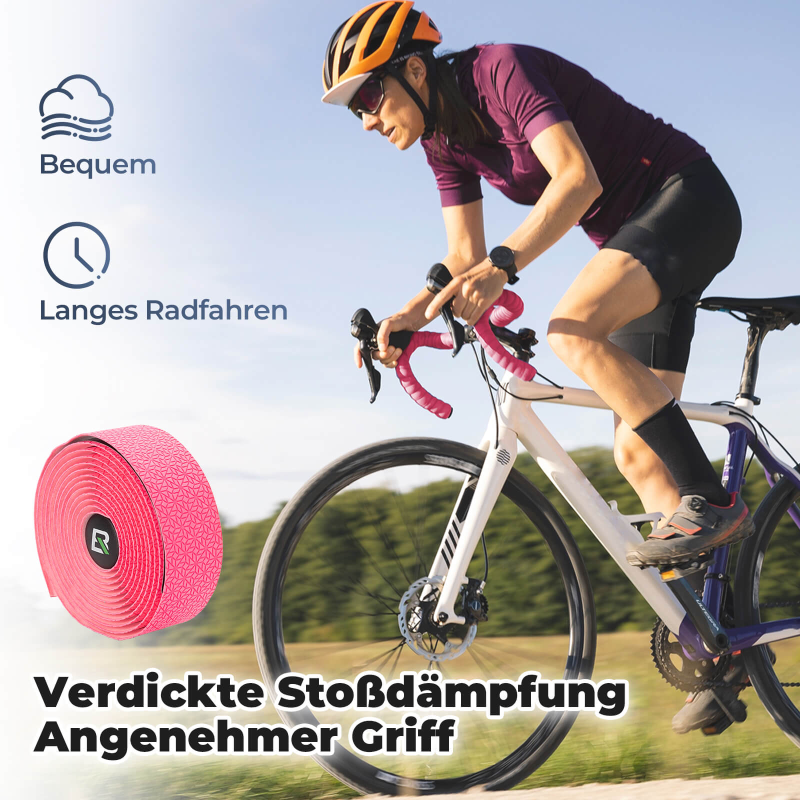Fahrrad Lenkerband Griffband Lang 220cm für MTB Rennrad Vier Farben