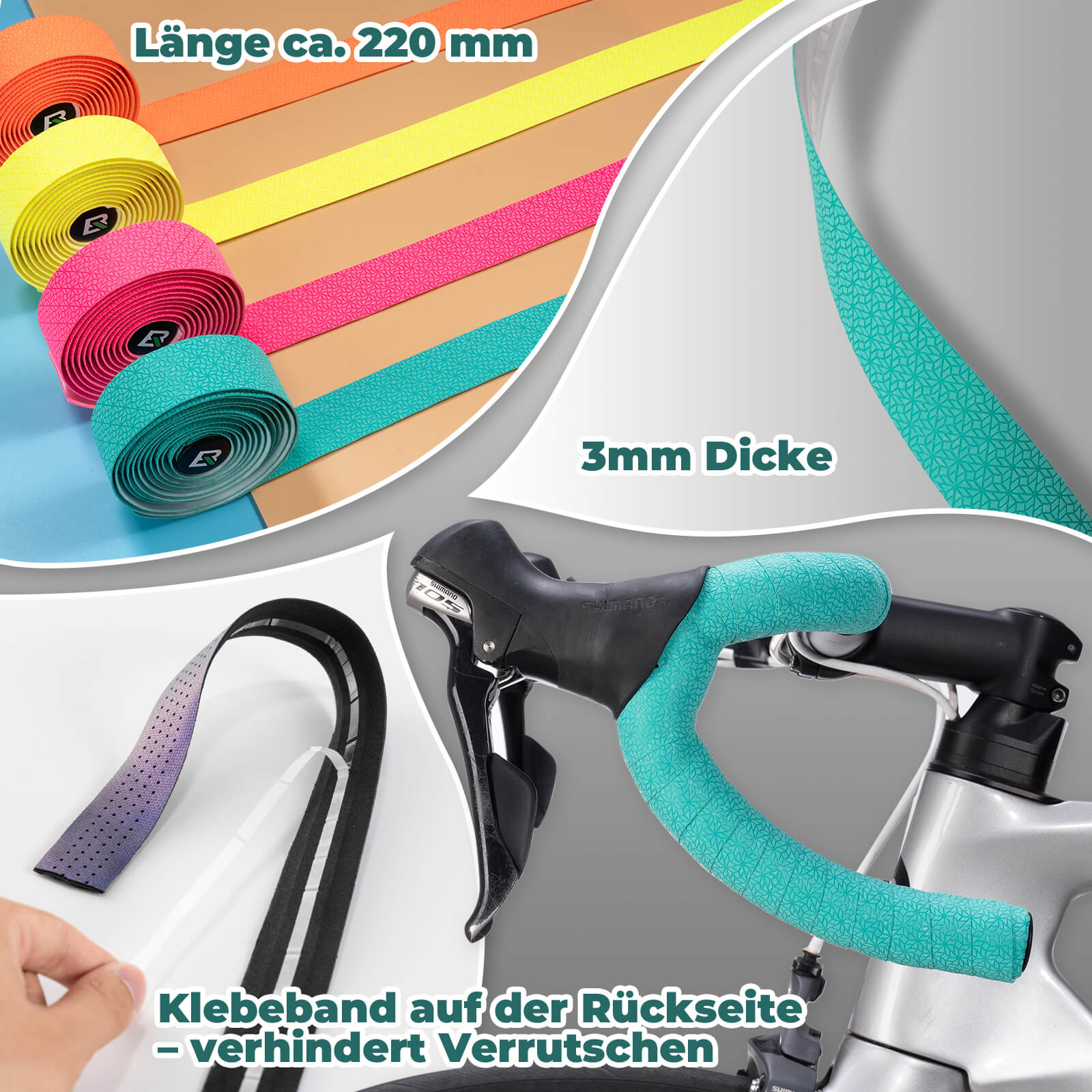 Fahrrad Lenkerband Griffband Lang 220cm für MTB Rennrad Vier Farben