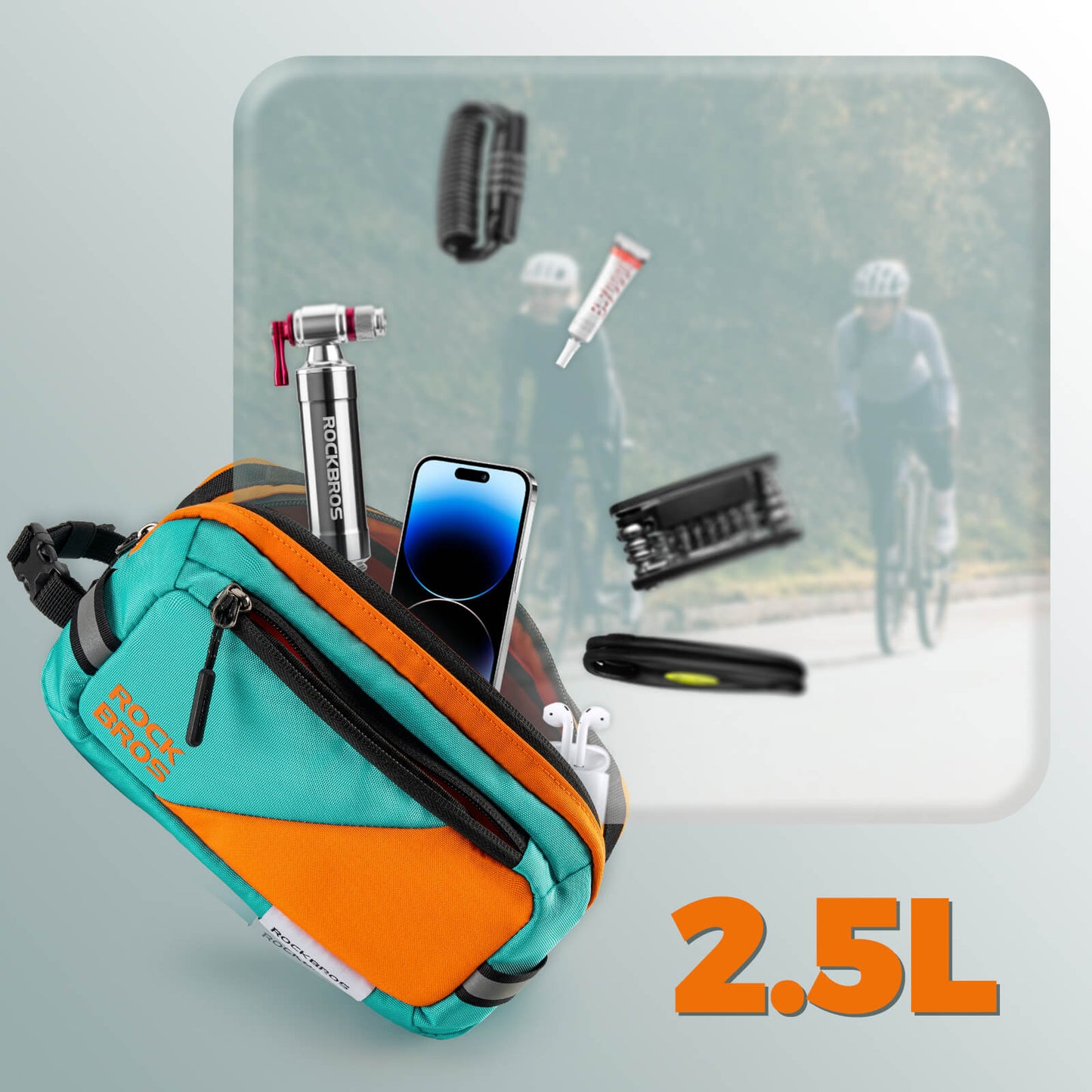 ROCKBROS Fahrrad Lenkertasche Fahrradtasche mit Schultergurt 2,5L Umhängetasche