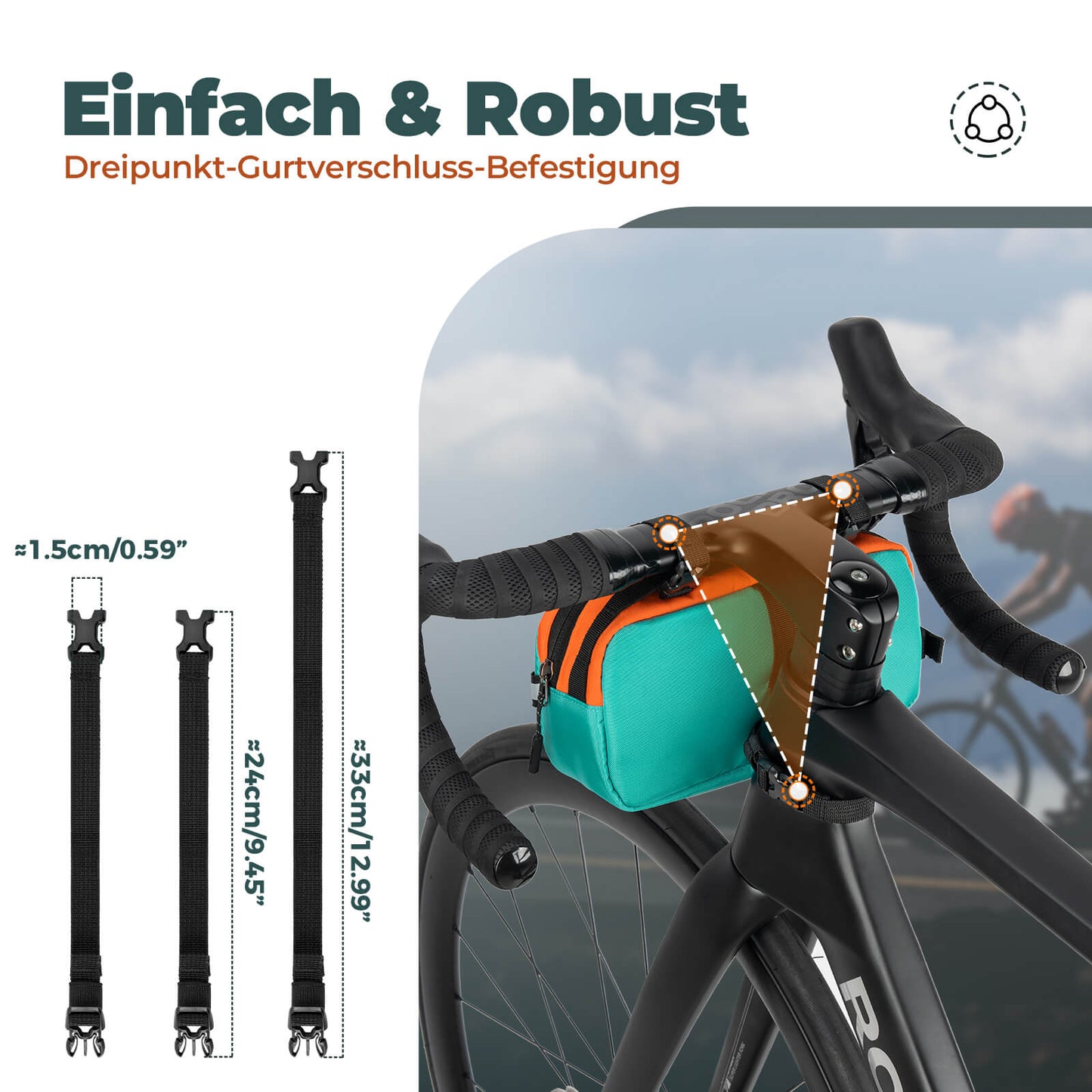 ROCKBROS Fahrrad Lenkertasche Fahrradtasche mit Schultergurt 2,5L Umhängetasche