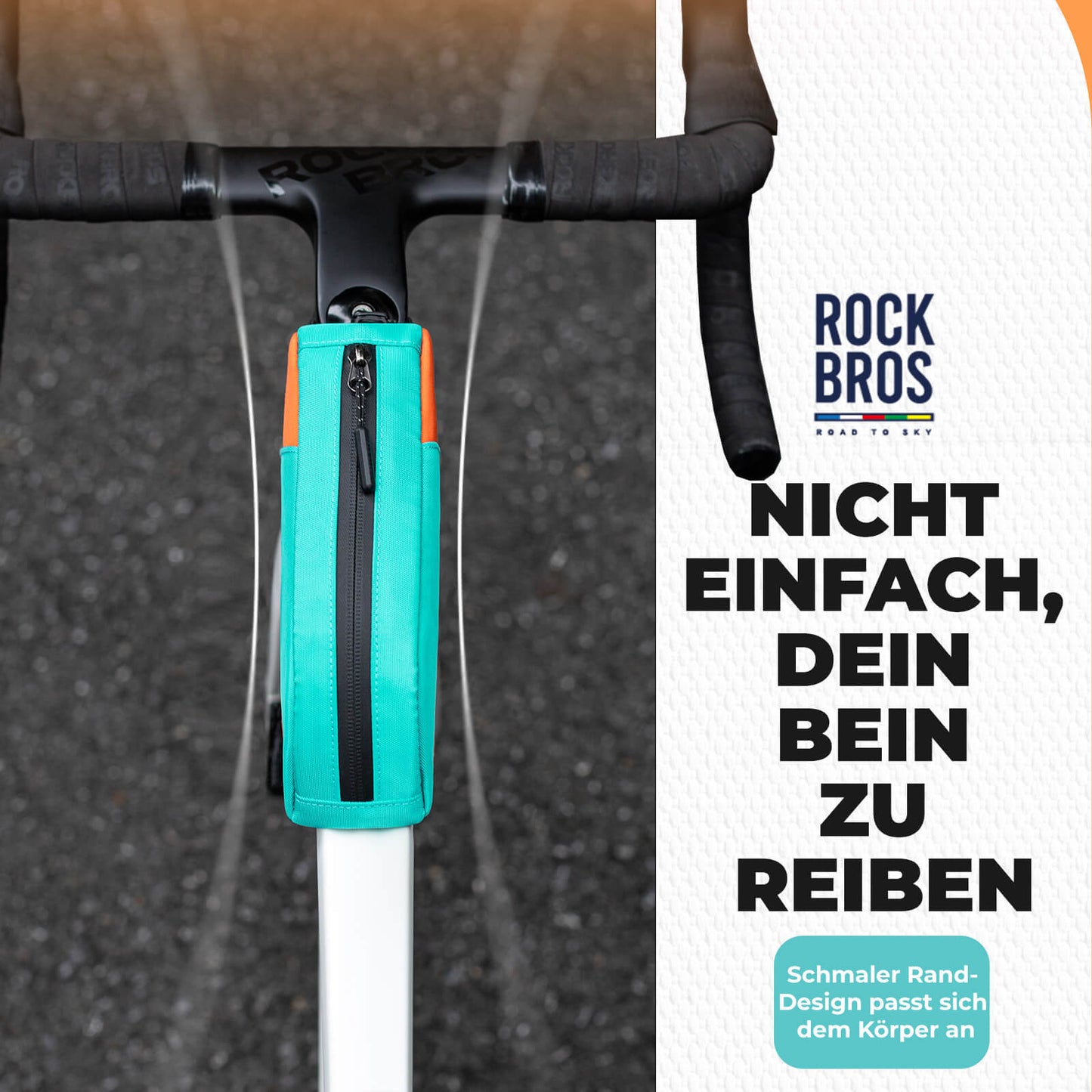 ROCKBROS Fahrrad Oberrohrtasche Schnellverschlussschnalle & Bungee-Seil-Fixierung 0,8L
