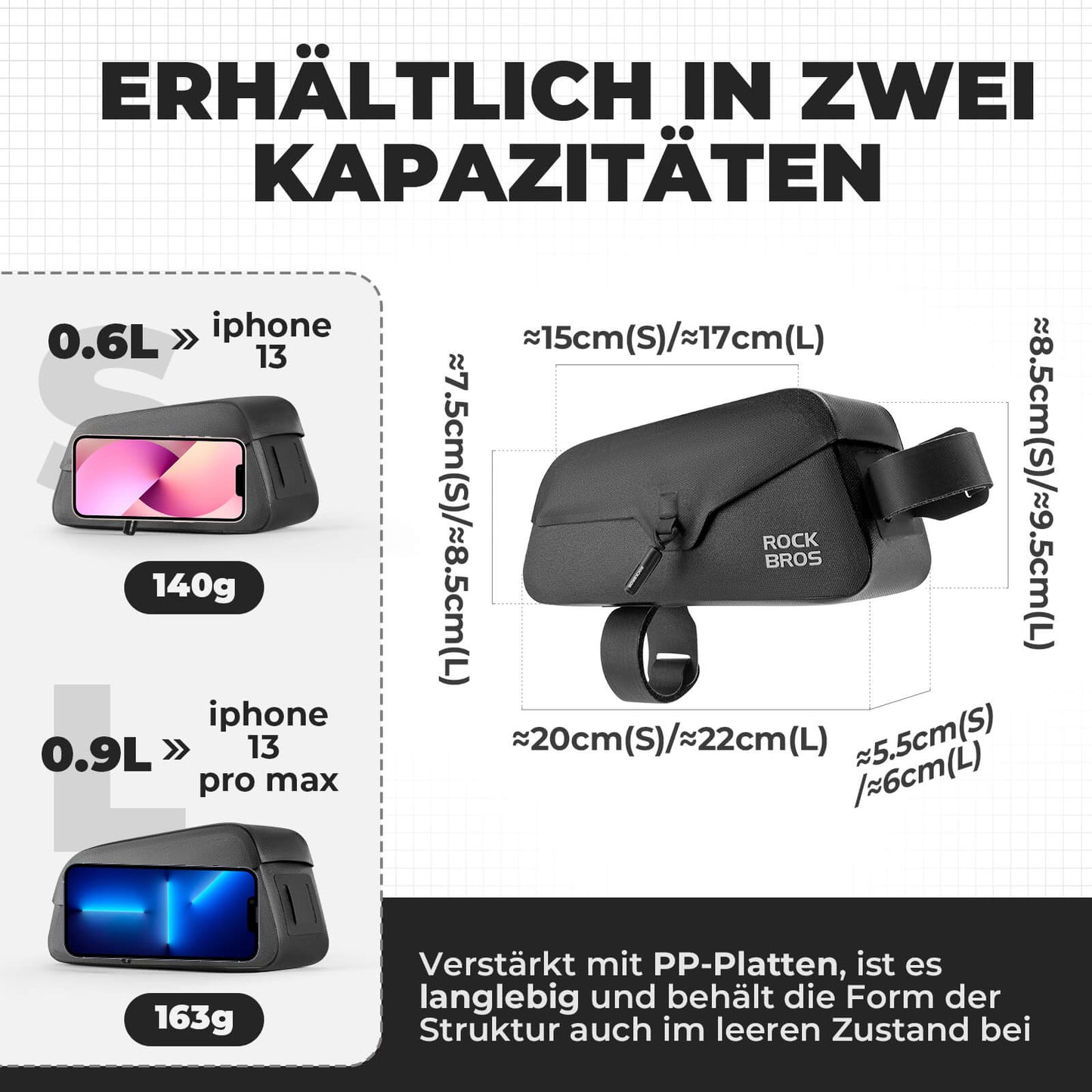 Magnetische Oberrohrtasche 100% Wasserdicht