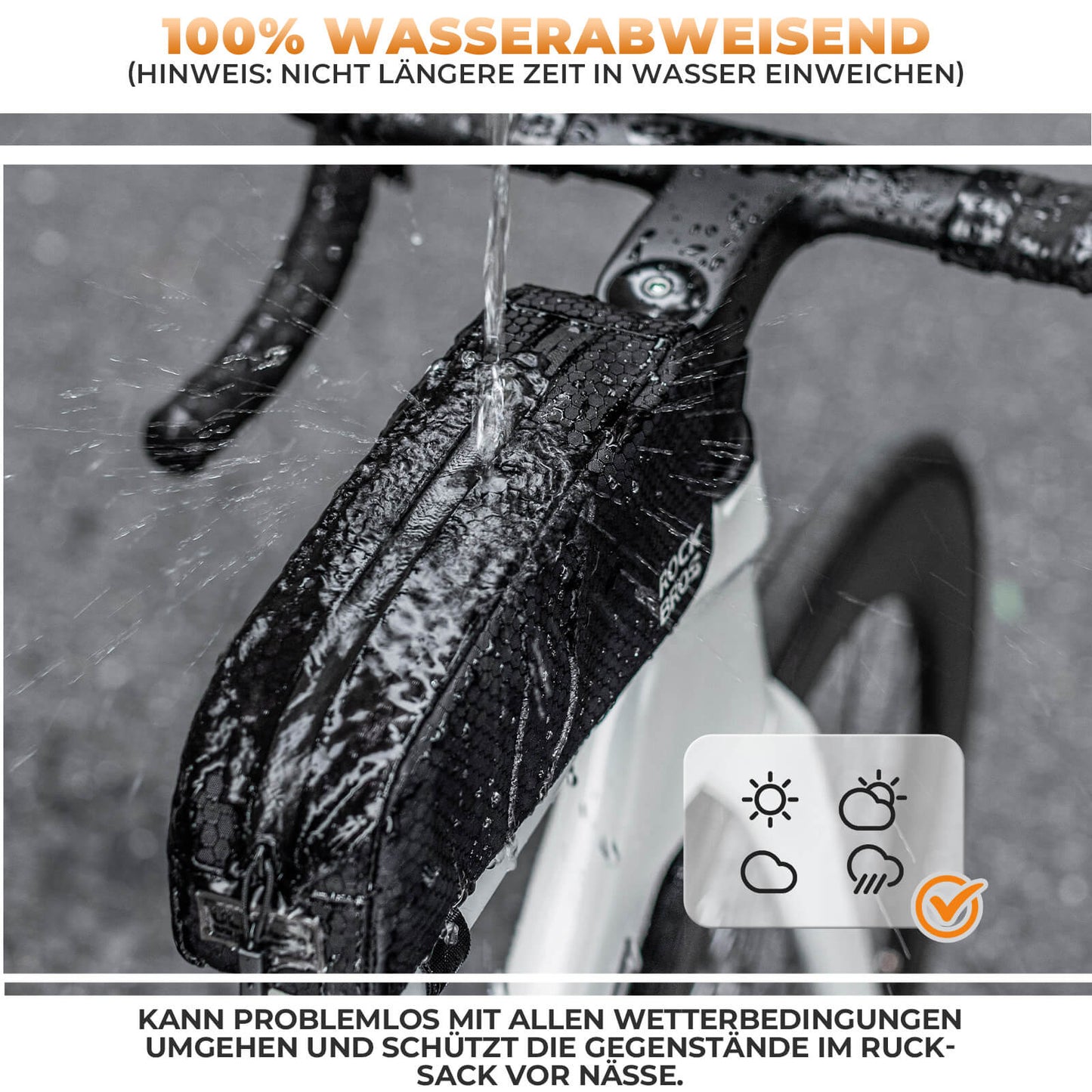ROCKBROS Fahrrad Rahmentasche wasserabweisend Oberrohrtasche 0,9L Schwarz