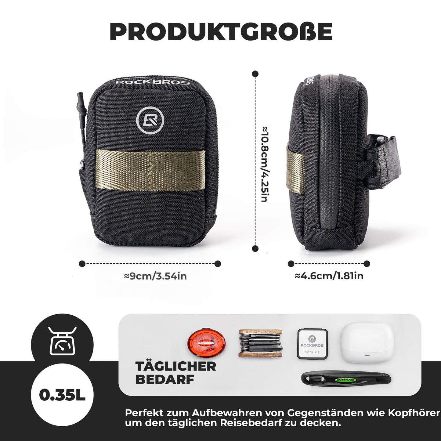ROCKBROS Fahrrad Satteltasche Kompakte Aufbewahrungstasche Rennrad MTB