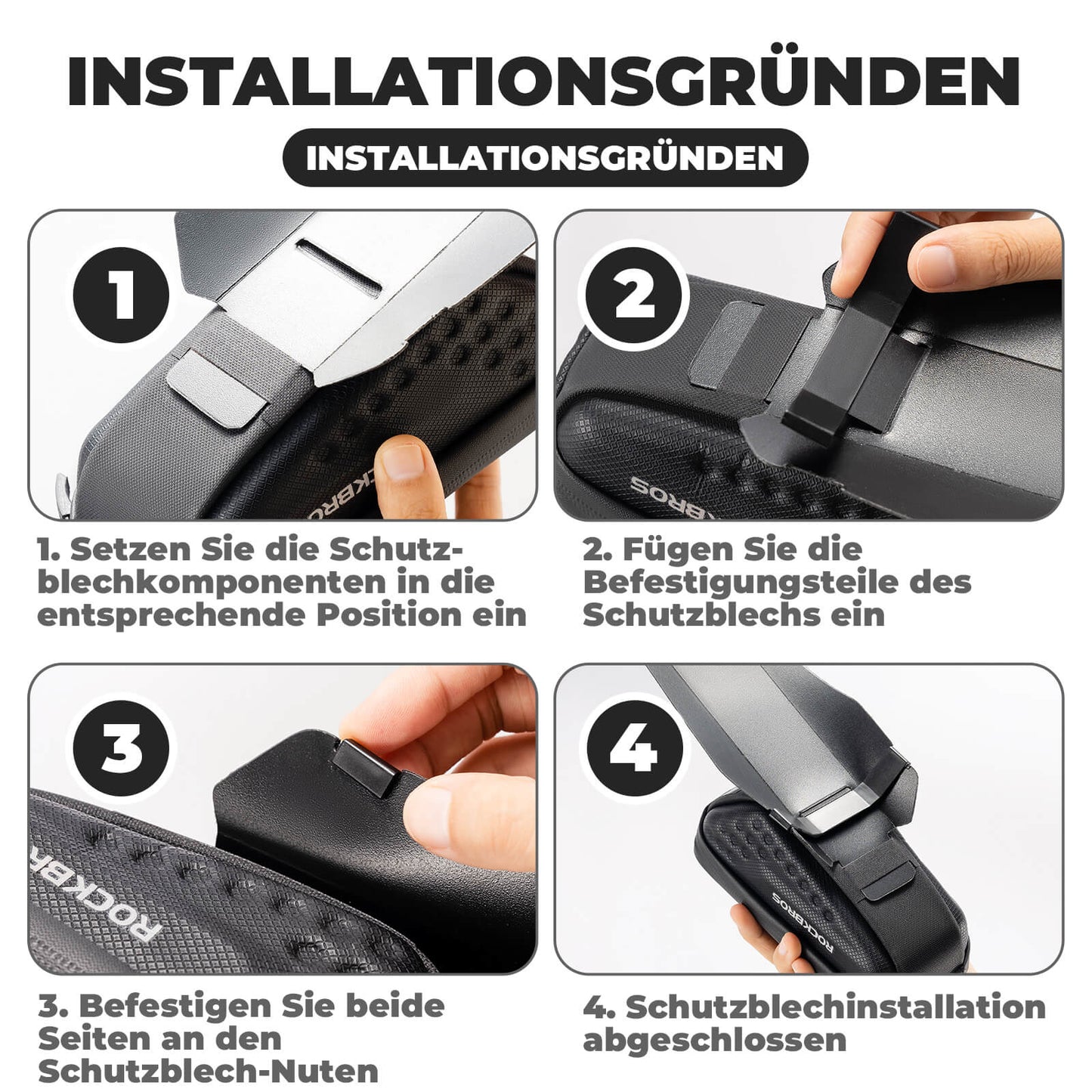 ROCKBROS Fahrrad Satteltasche mit Schutzblech Wasserabweisend 1,3L/0.8L