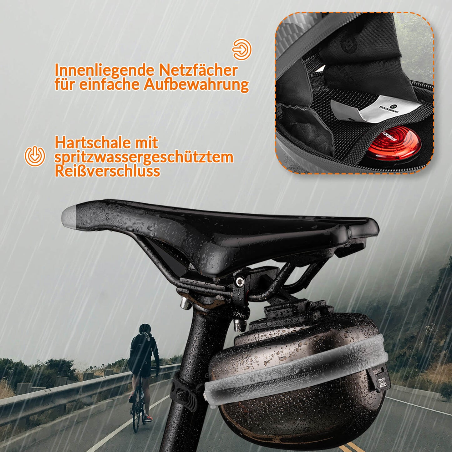 Fahrrad Satteltaschen Hard Shell Reflektierend 0,4 L mit Halterung