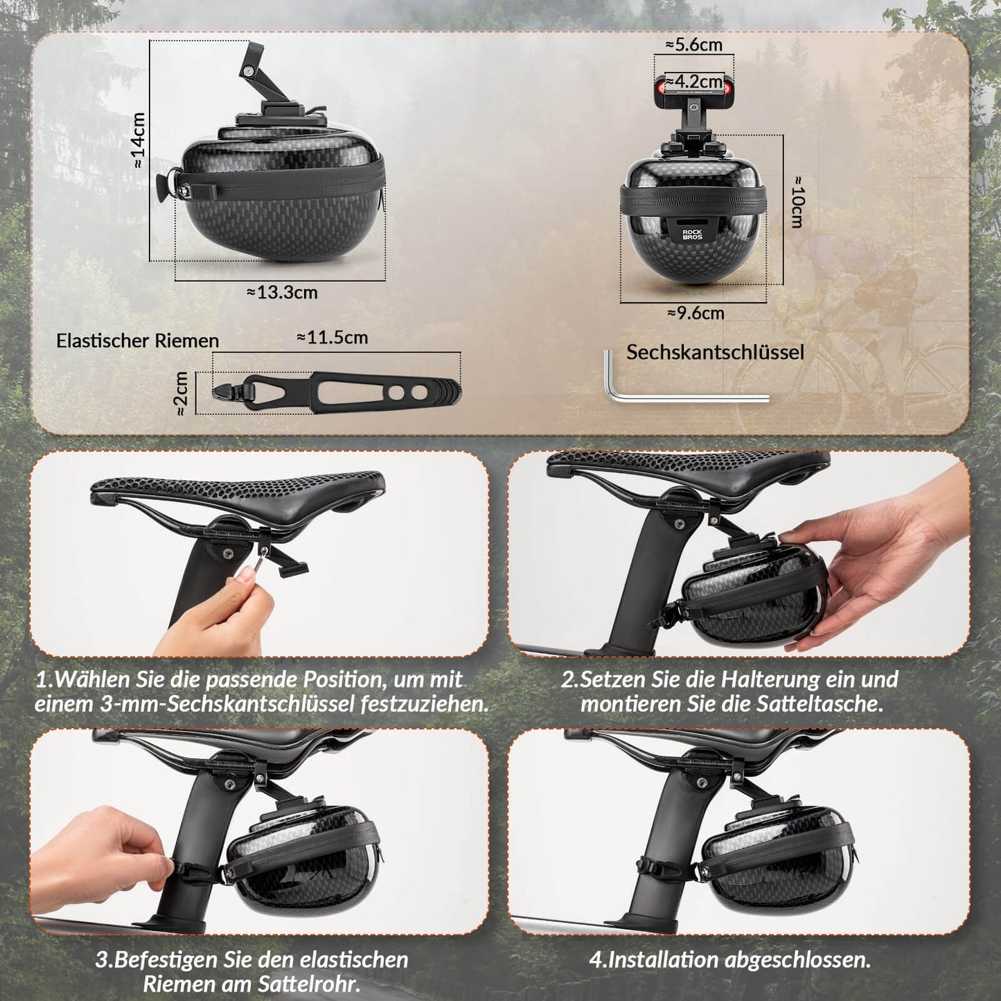 Fahrrad Satteltaschen Hard Shell Reflektierend 0,4 L mit Halterung