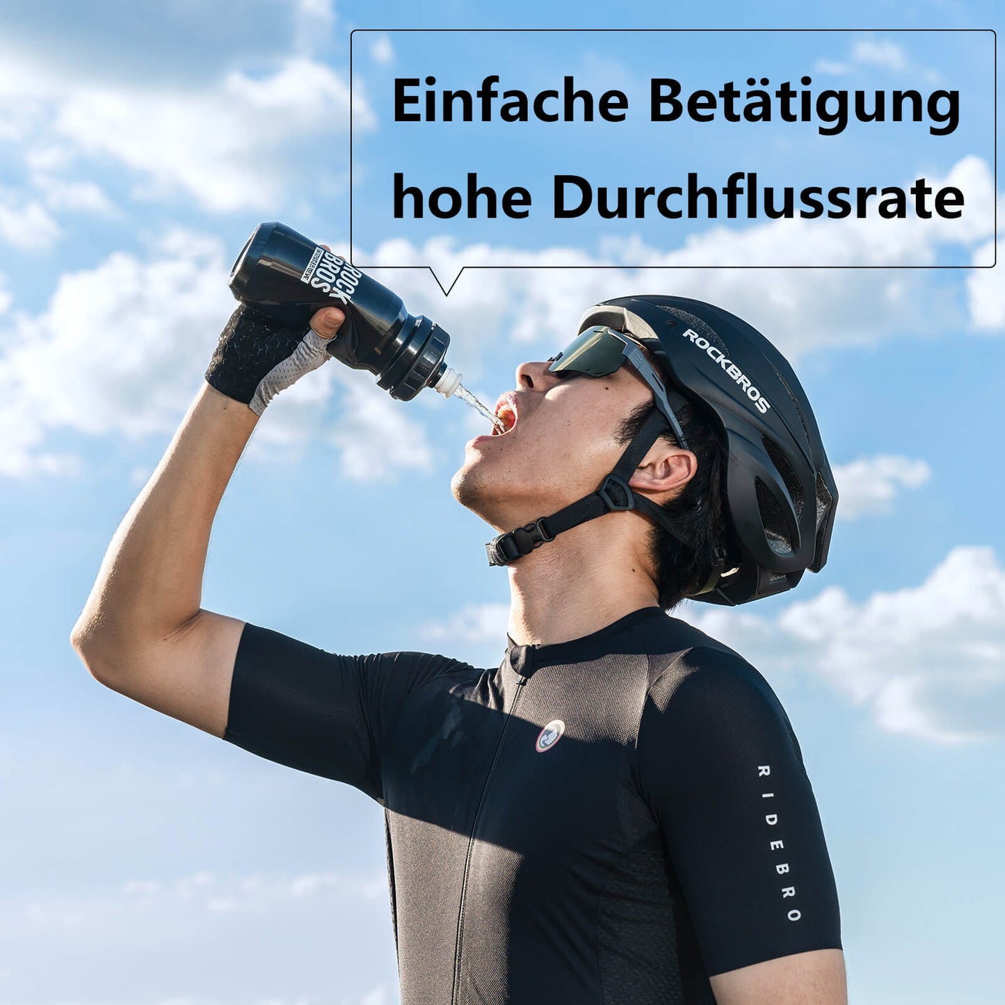 ROCKBROS Fahrrad Wasserflasche 600ml Trinkflasche BPA-Frei Auslaufsichere Flasche