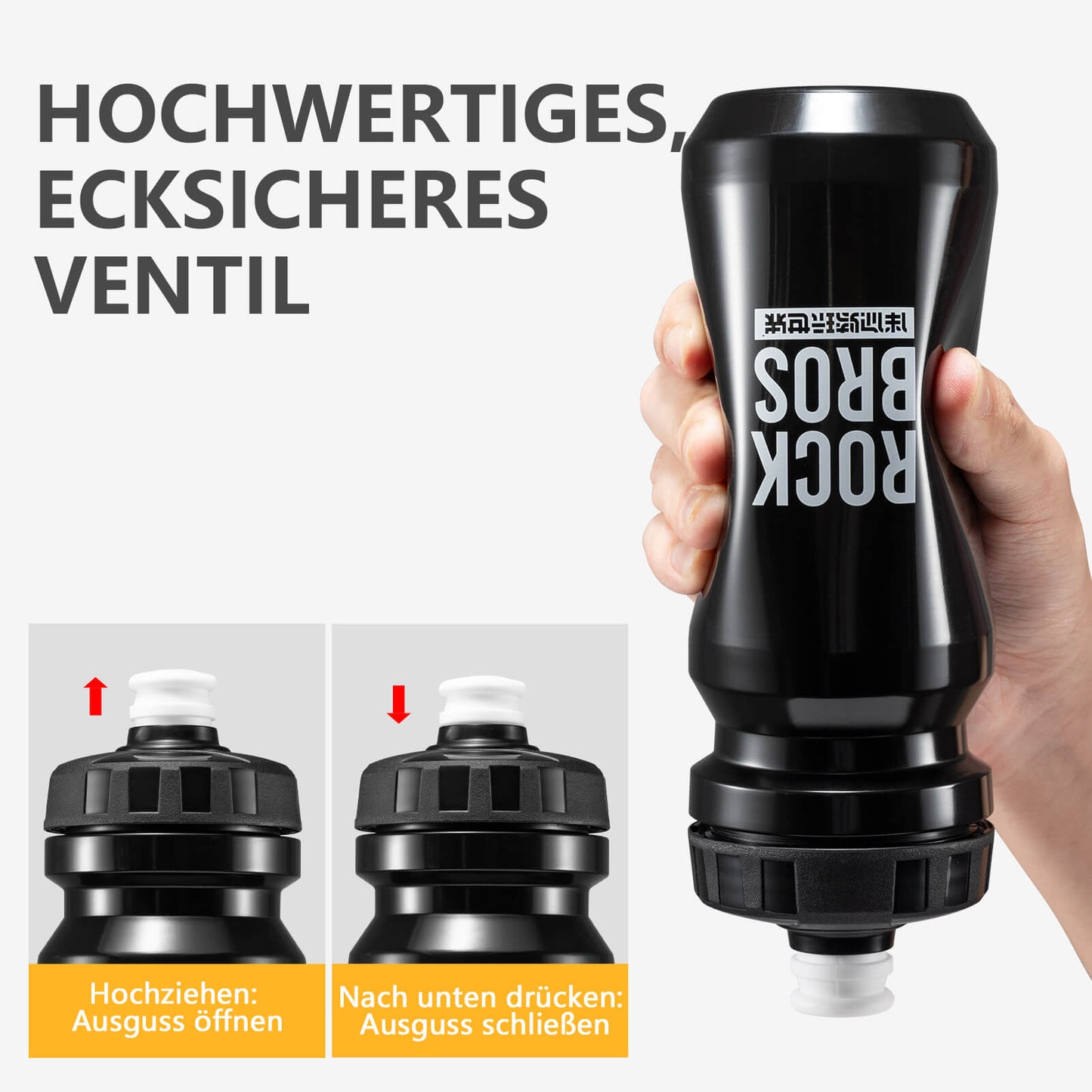 ROCKBROS Fahrrad Wasserflasche 600ml Trinkflasche BPA-Frei Auslaufsichere Flasche