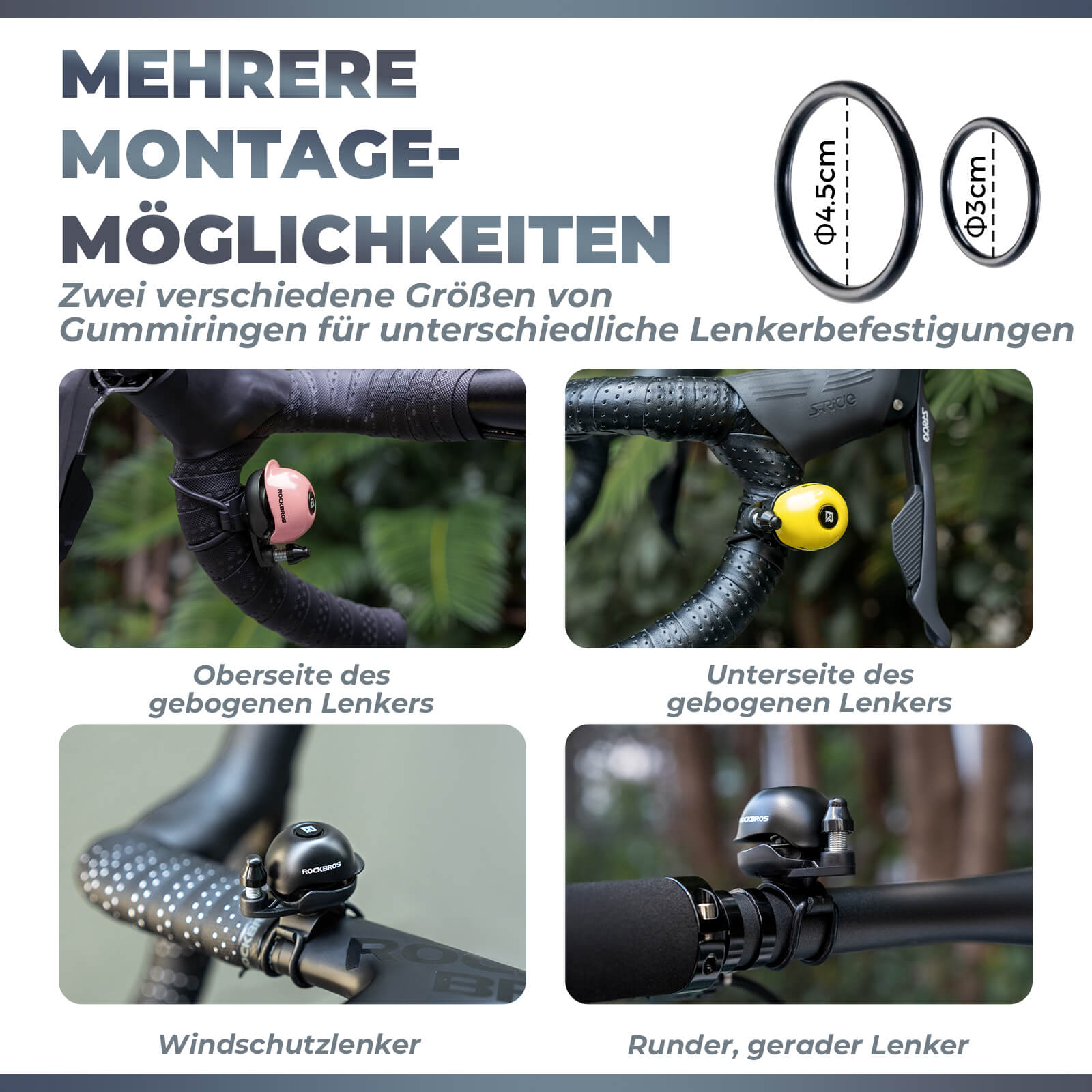 Fahrradklingel 360-Grad-Drehung für 22-34mm Lenker