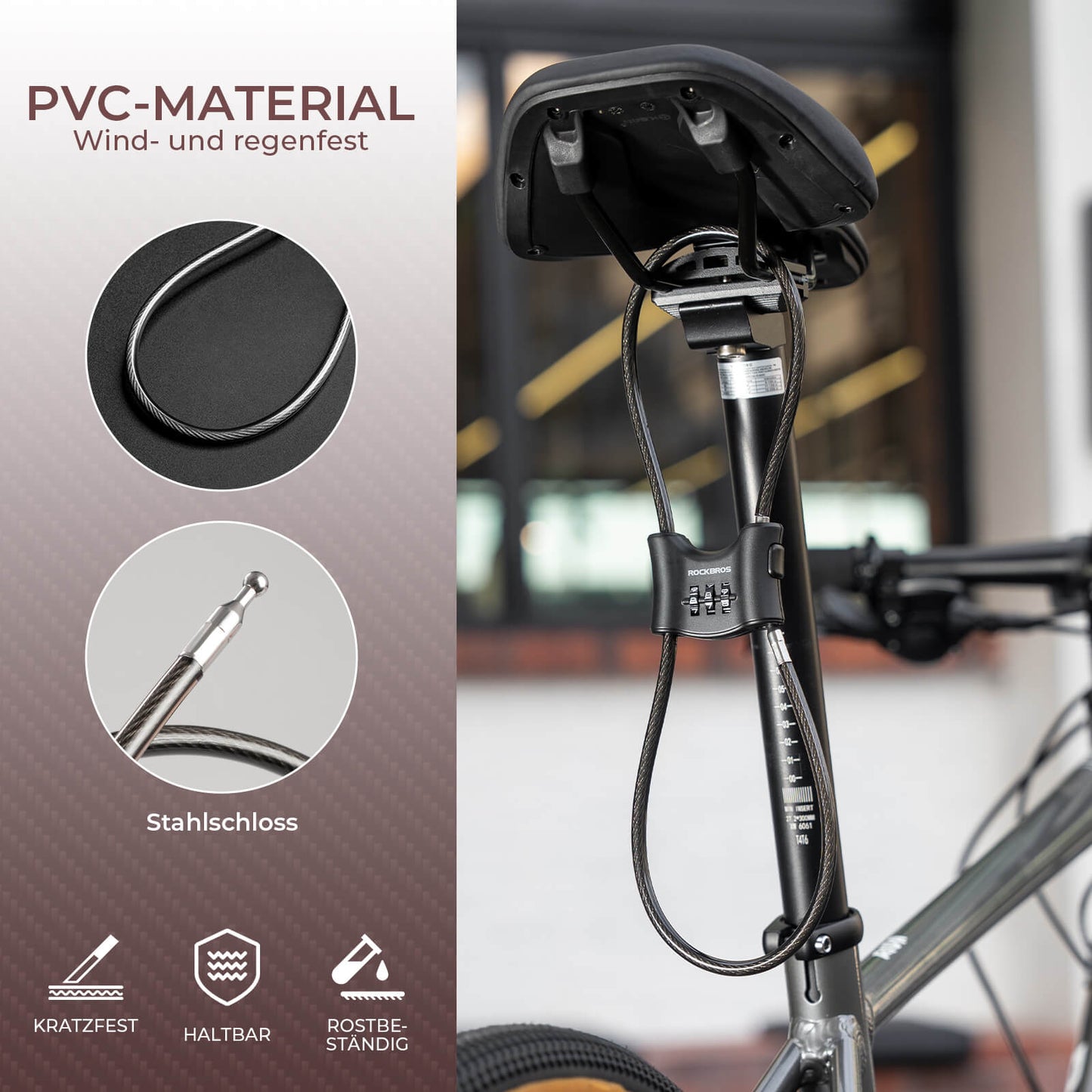 Fahrradschloss mit 5,5 mm Stahlkabel Doppelring