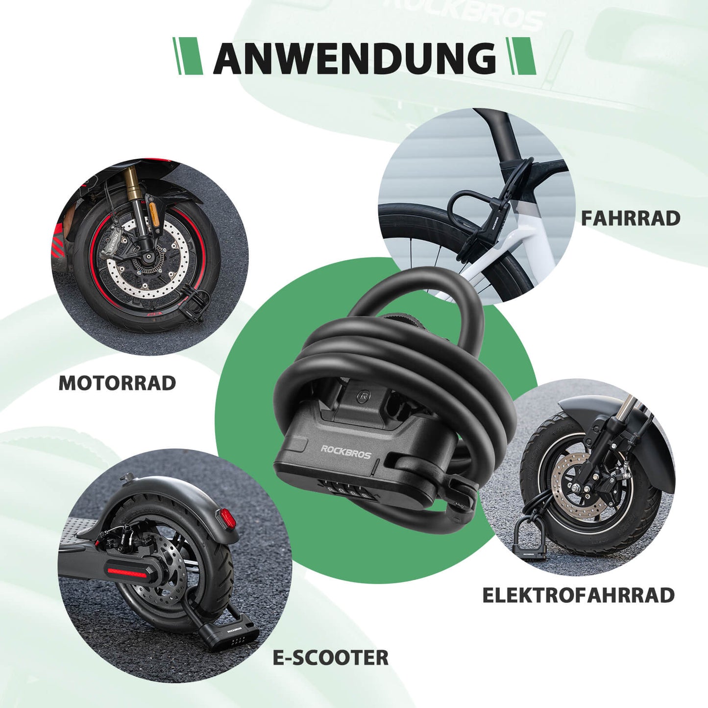 Fahrradschloss Zahlenschloss U-Bügelschloss mit Kabel ca. 1.1m