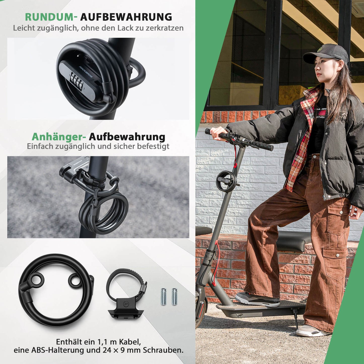 Fahrradschloss Zahlenschloss U-Bügelschloss mit Kabel ca. 1.1m